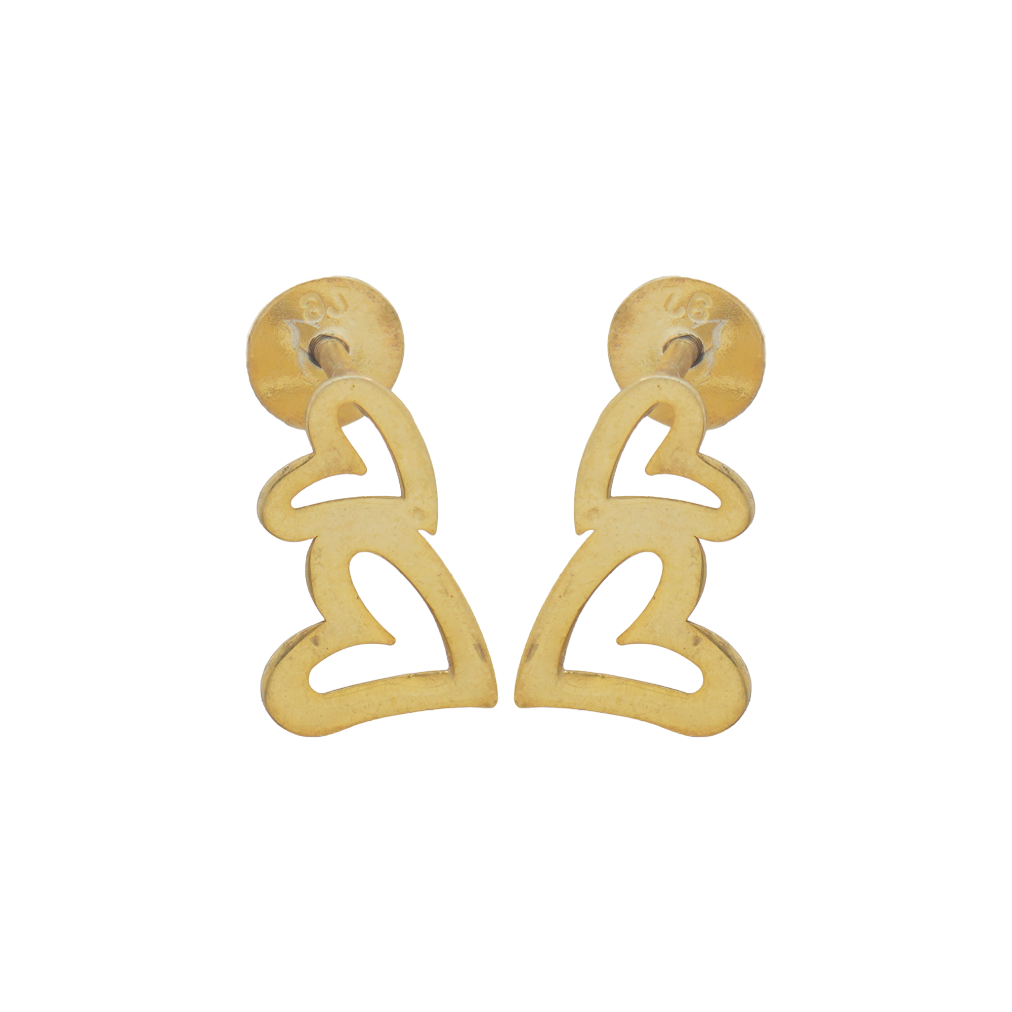 925 Sterling Silver Gold-Plated Double Heart Stud Earrings | Minimalist Open Heart Earrings | Romantic Everyday Jewelry