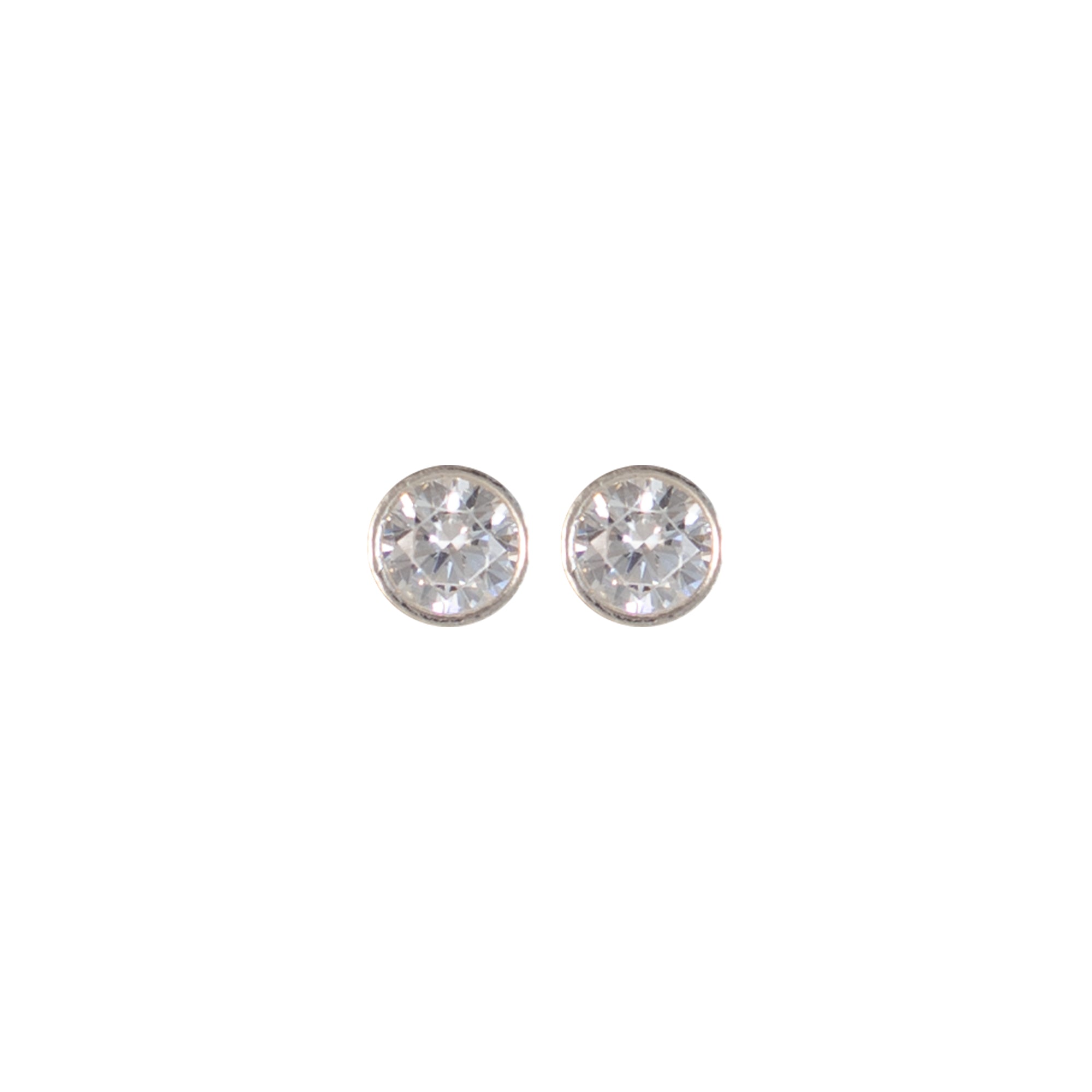 Classic Round Solitaire Stud Earrings in Sterling Silver