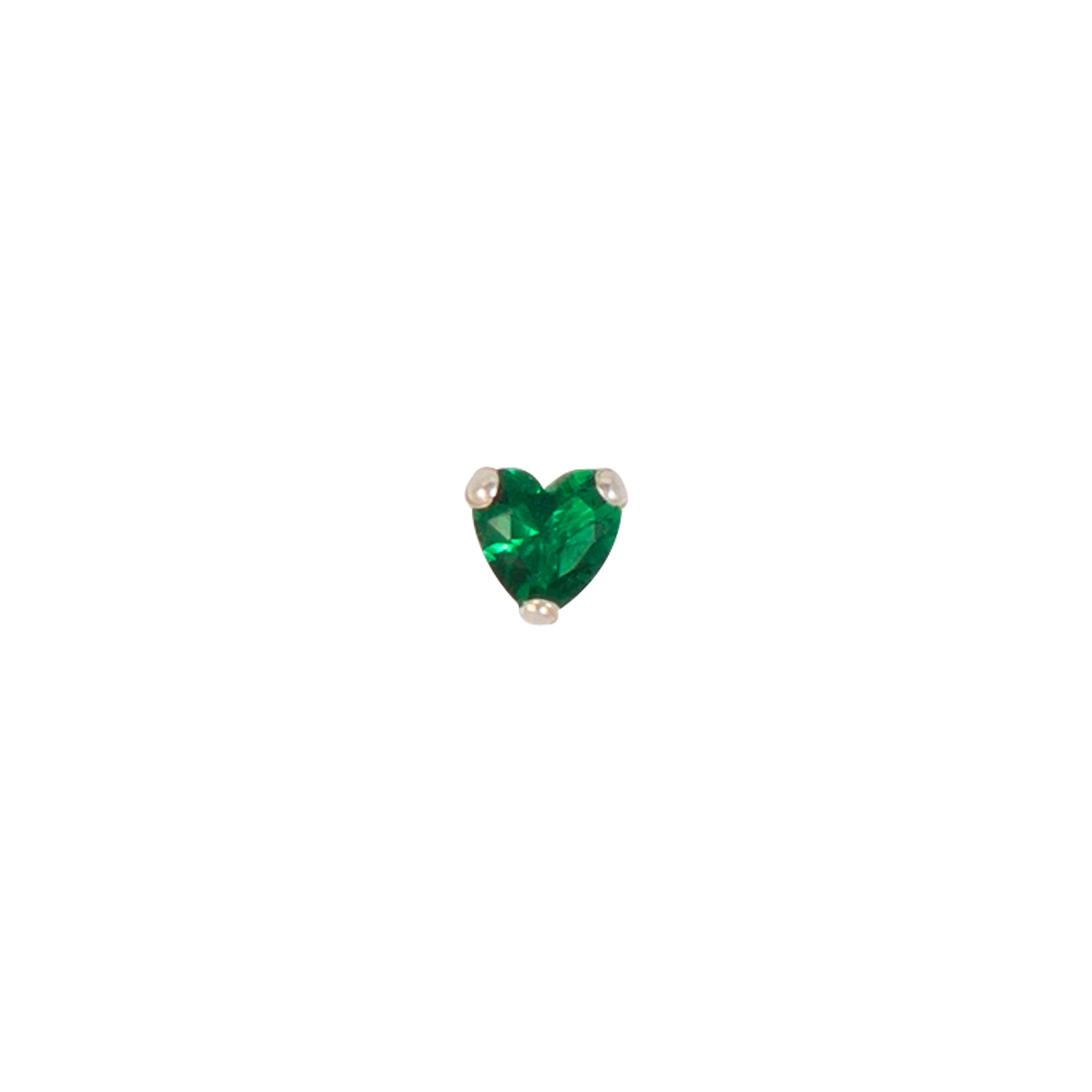 Sterling Silver Green Heart Nose Pin