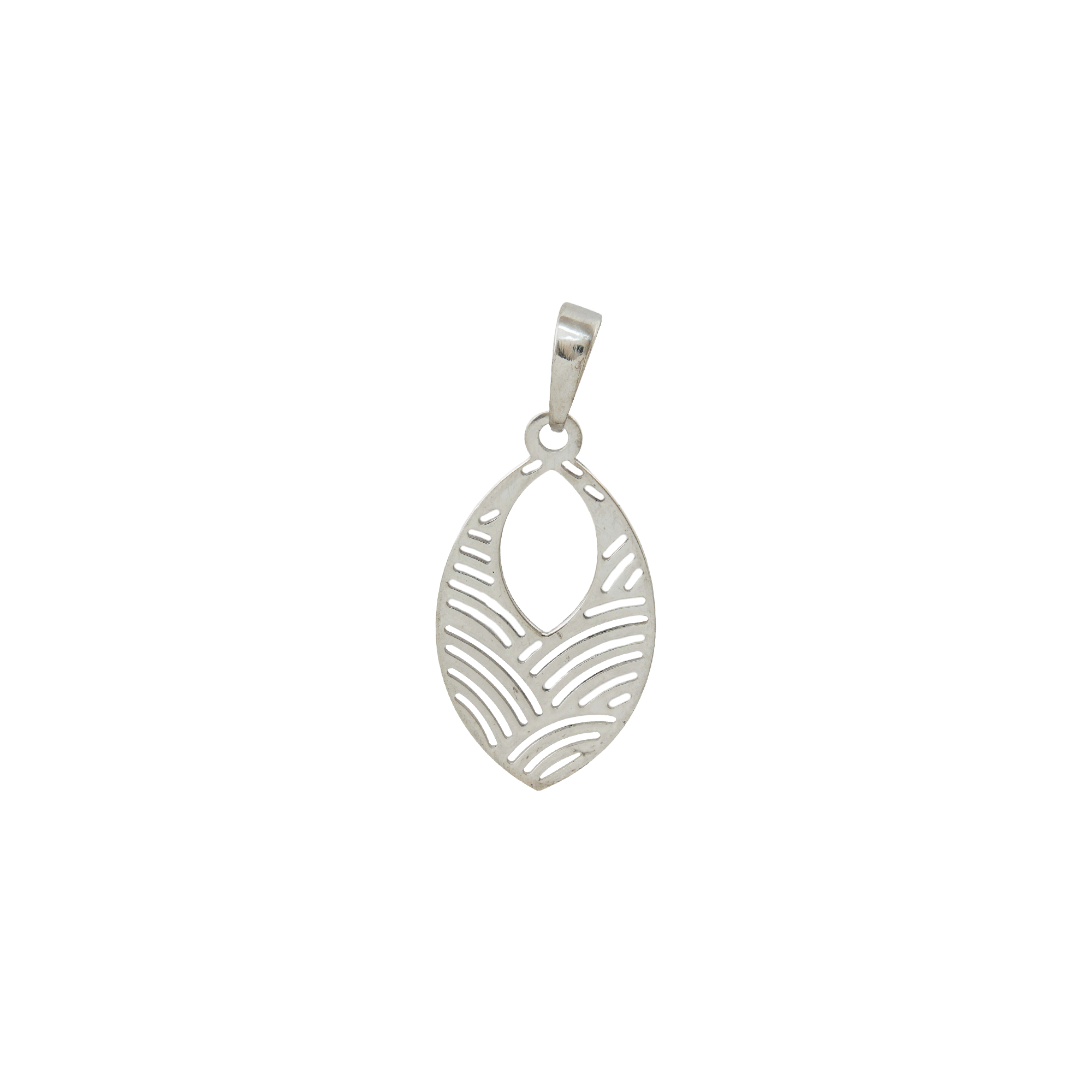 925 Sterling Silver Oval Cutwork Pendant Necklace | Minimalist Abstract Pattern Pendant | Elegant Everyday Jewelry