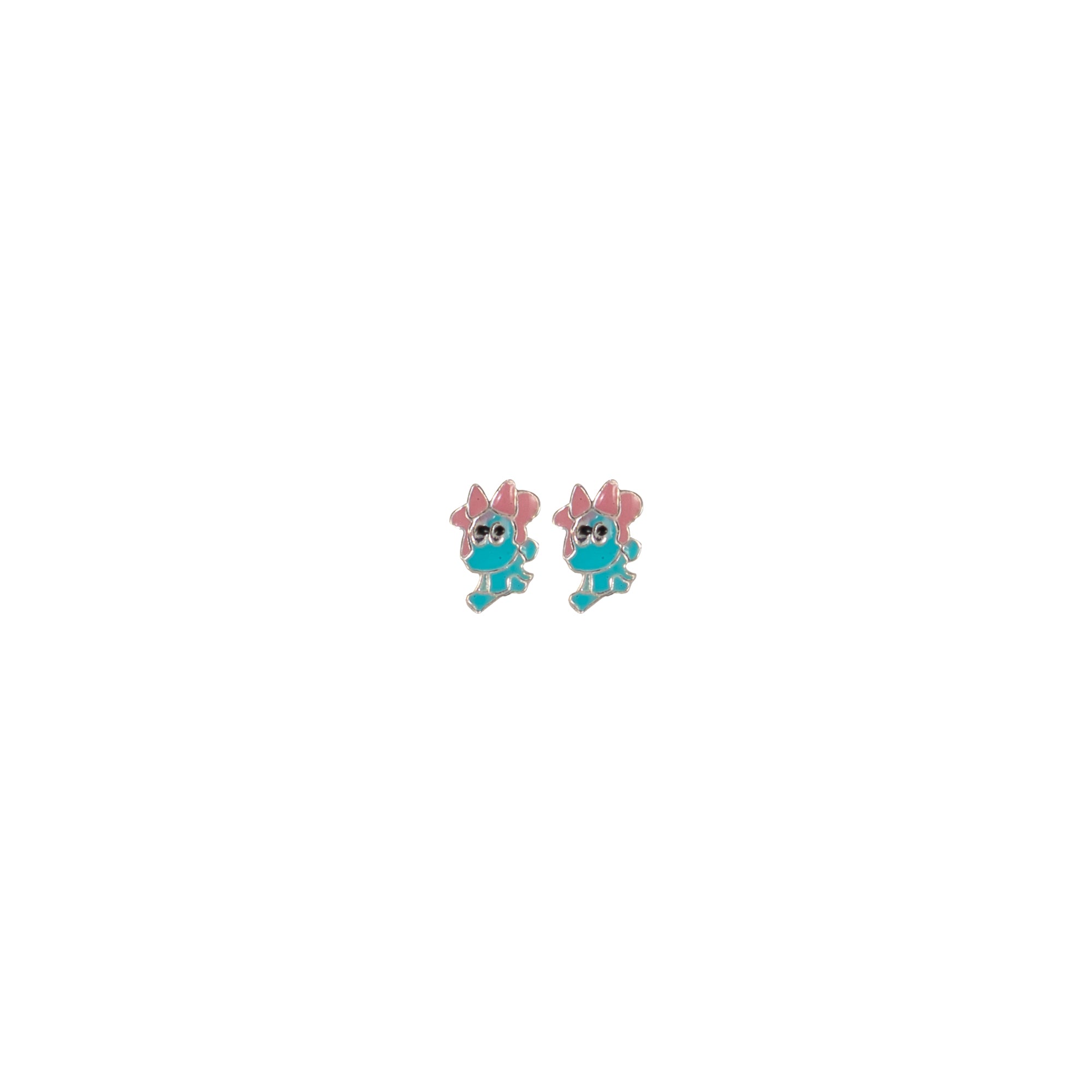 Cute Blue Cartoon Stud Earrings for Kids | 925 Sterling Silver Enamel Earrings