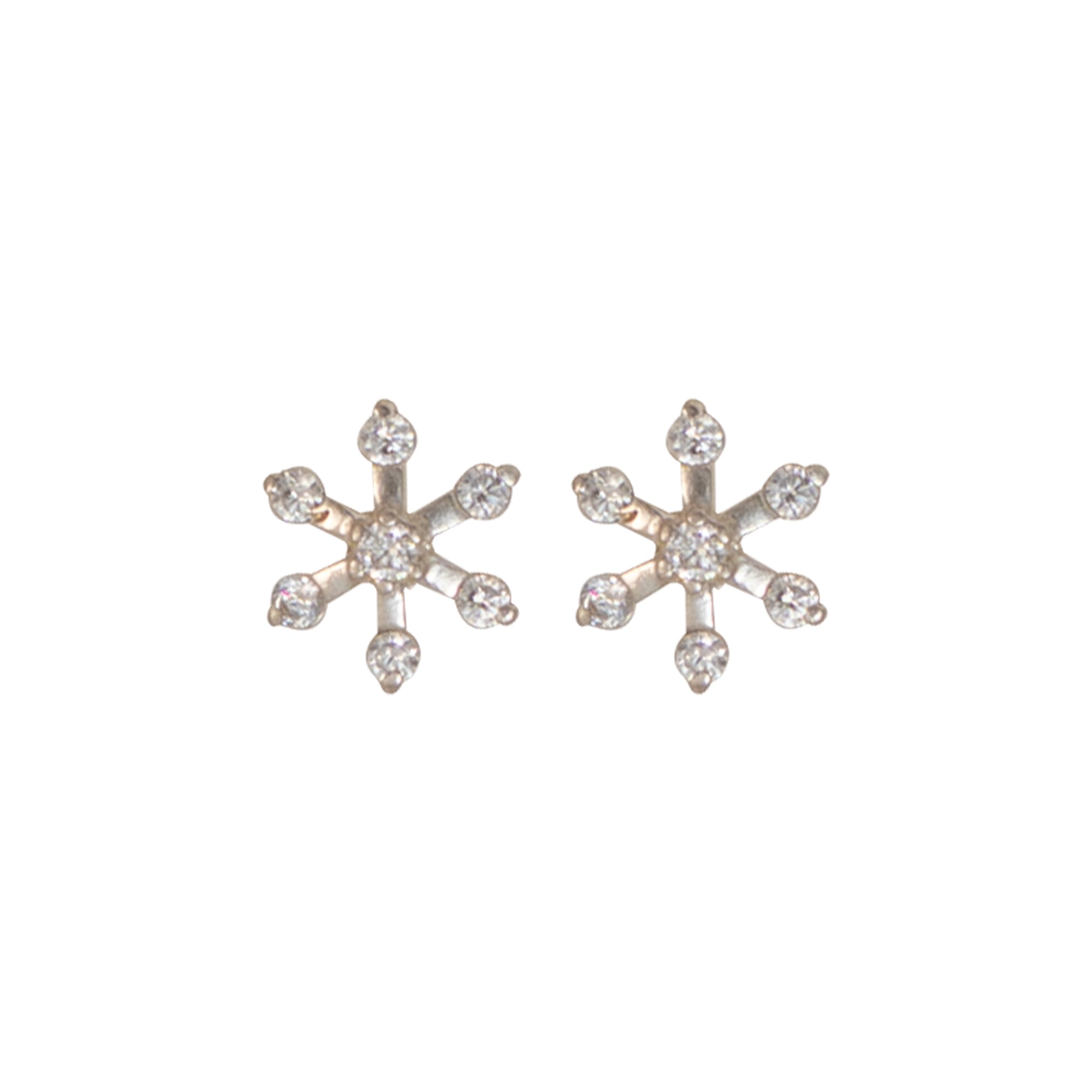 925 Sterling Silver Clear Stone Starburst Stud Earrings | Floral Sparkle Design