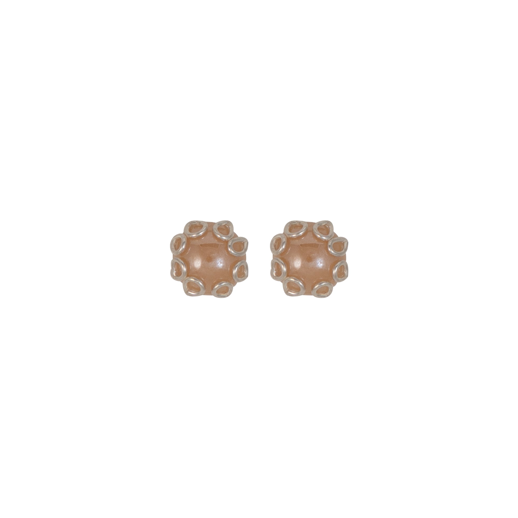 925 Sterling Silver Champagne Pearl Floral Stud Earrings | Soft Glow Cluster Design