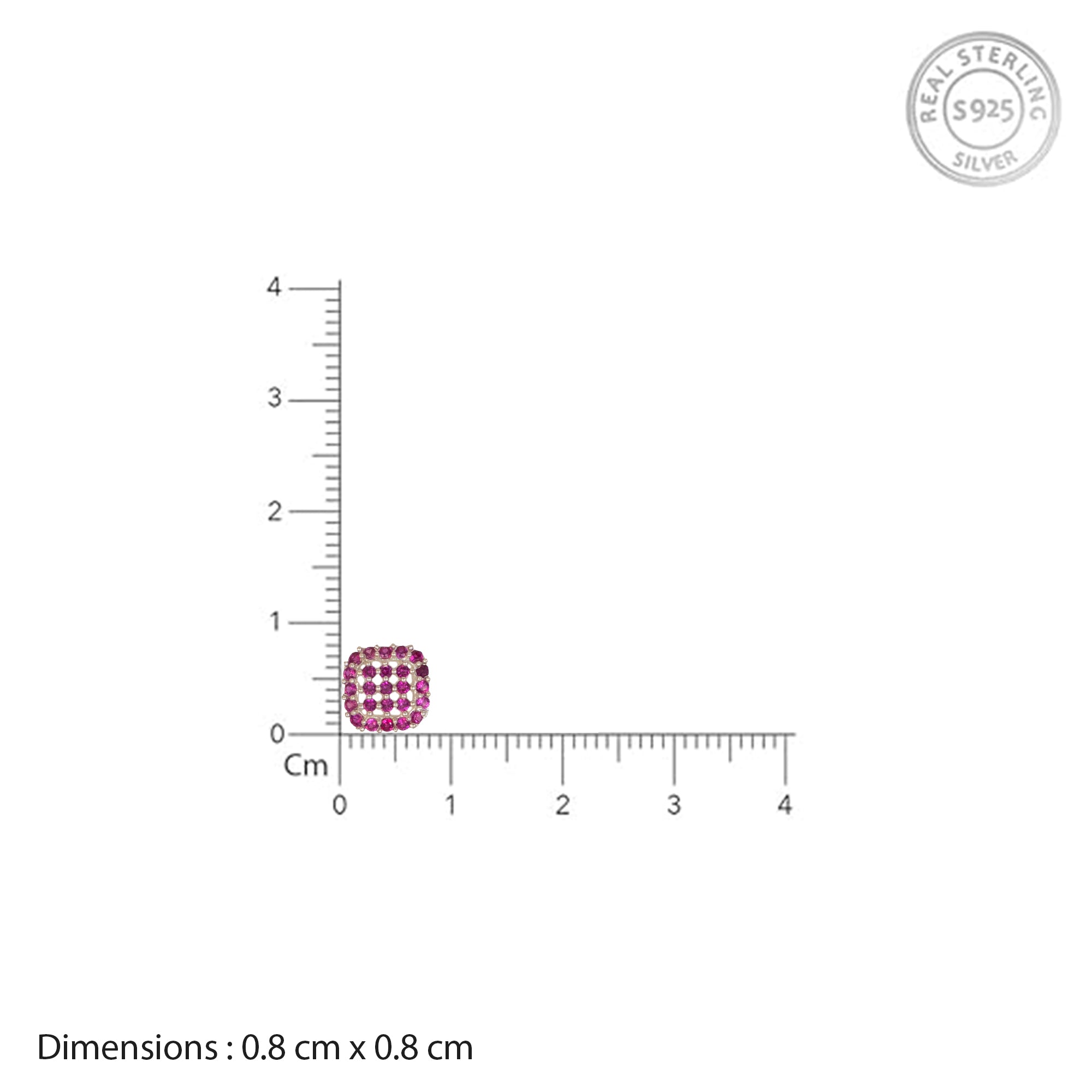 925 Sterling Silver Pink Crystal Square Stud Earrings | Cushion Shape Micro Pave Studs