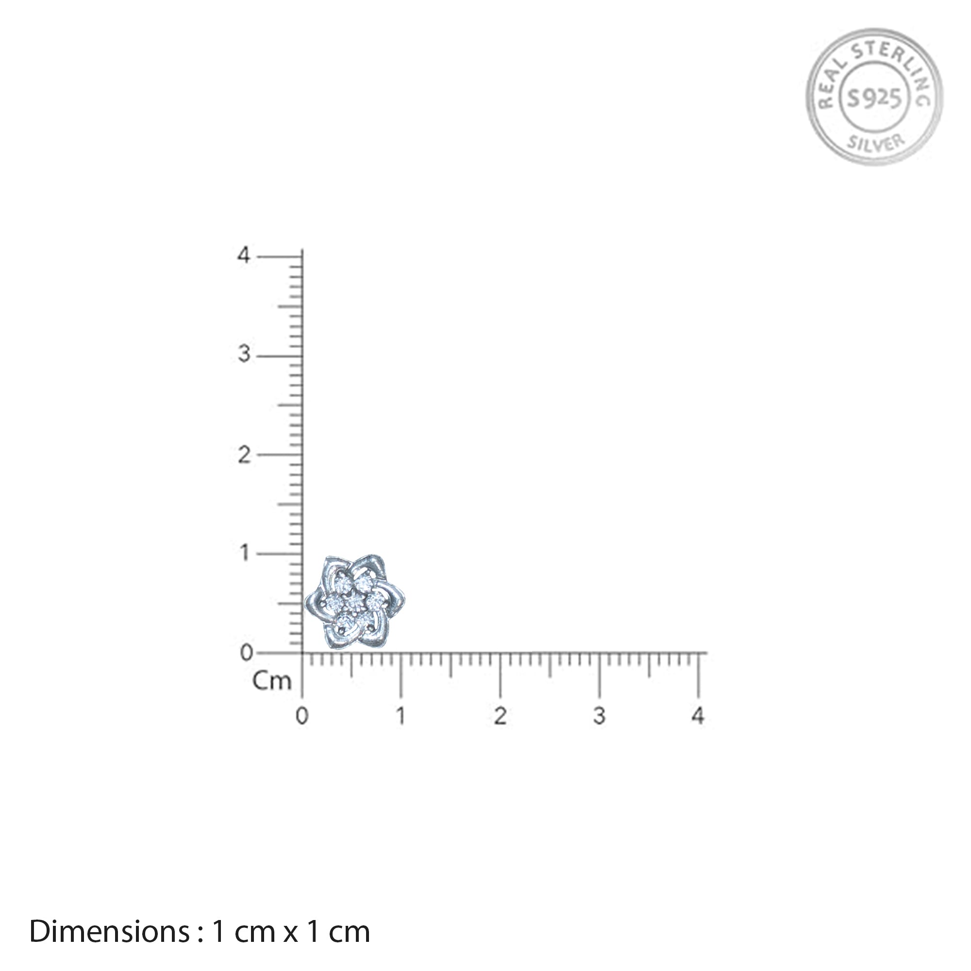 925 Sterling Silver Floral CZ Nose Pin | Elegant Flower Design Nose Stud for Women & Girls