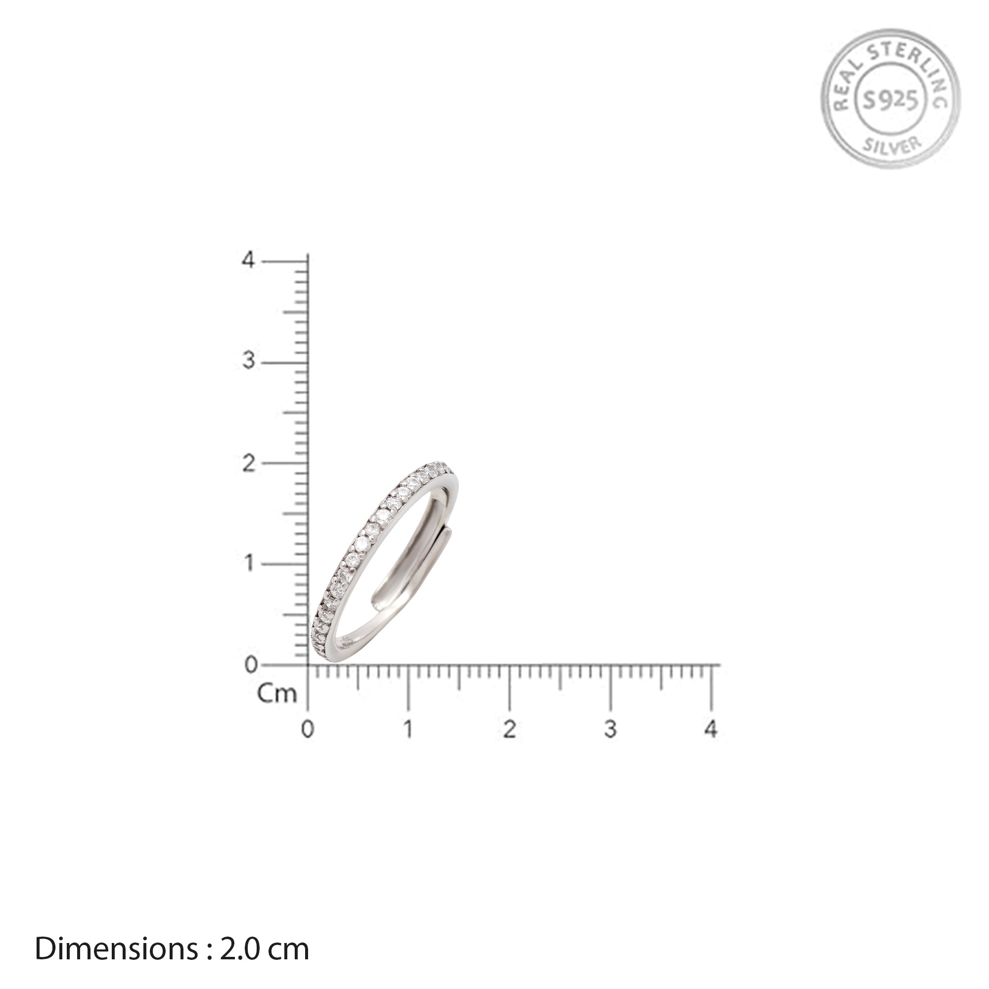 Diamond-Style CZ Eternity Ring in 925 Sterling Silver – Adjustable Slim Band