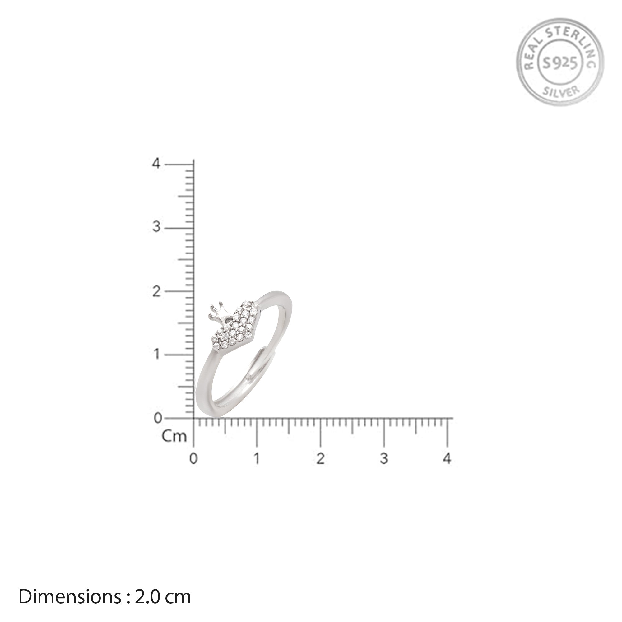 S925 Sterling Silver Crown Heart Ring for Women | Zircon Studded Princess Design Ring