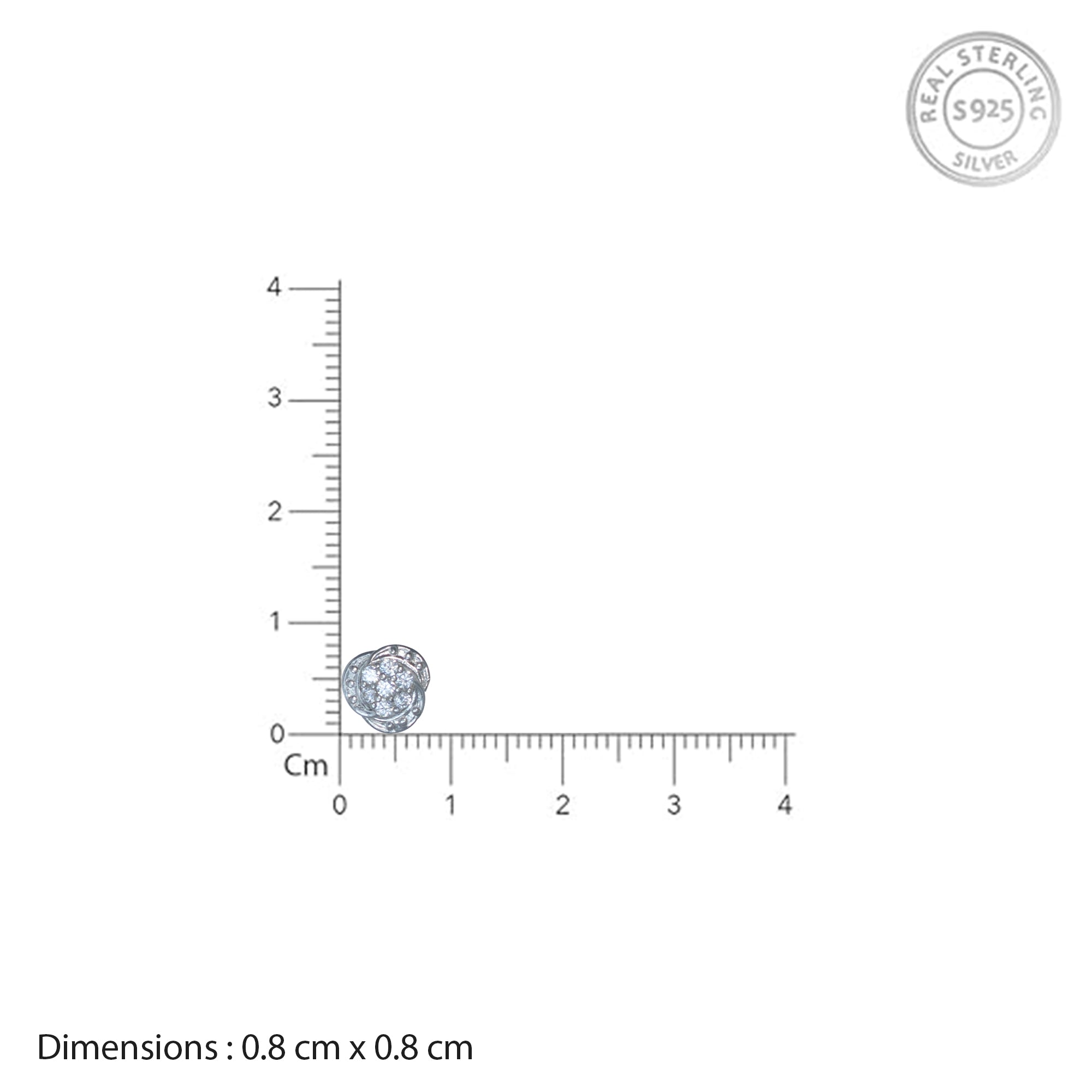 925 Sterling Silver Crystal Floral Nose Pin | Classic Round Diamond-Style Nose Stud