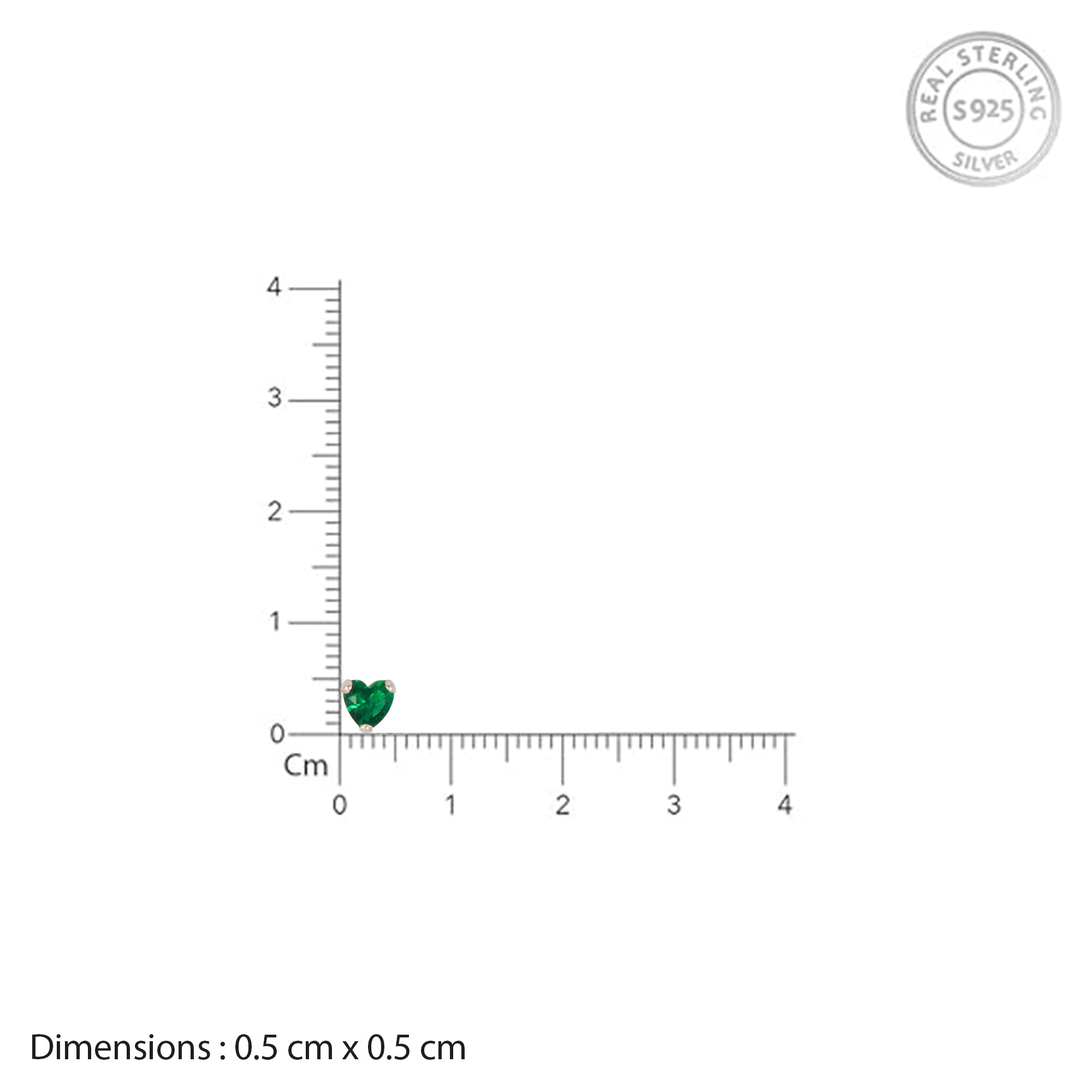 Sterling Silver Green Heart Nose Pin