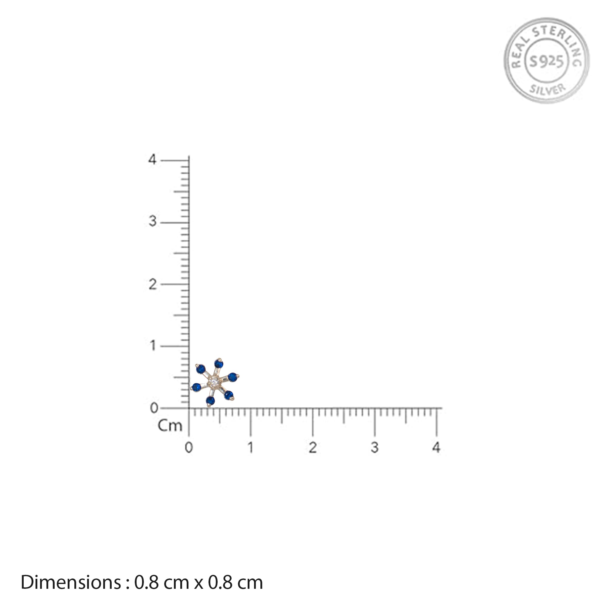 925 Sterling Silver Blue Stone Starburst Stud Earrings | Floral Sparkle Design