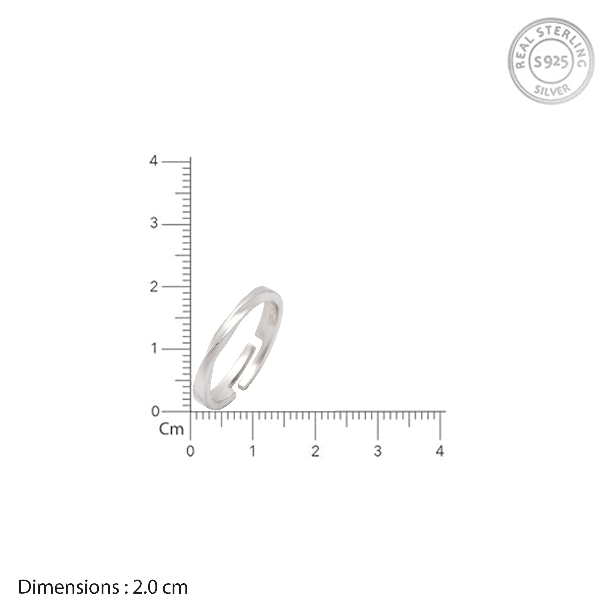 925 Sterling Silver Adjustable Twisted Ring for Women | Minimal Wave Open Band Ring