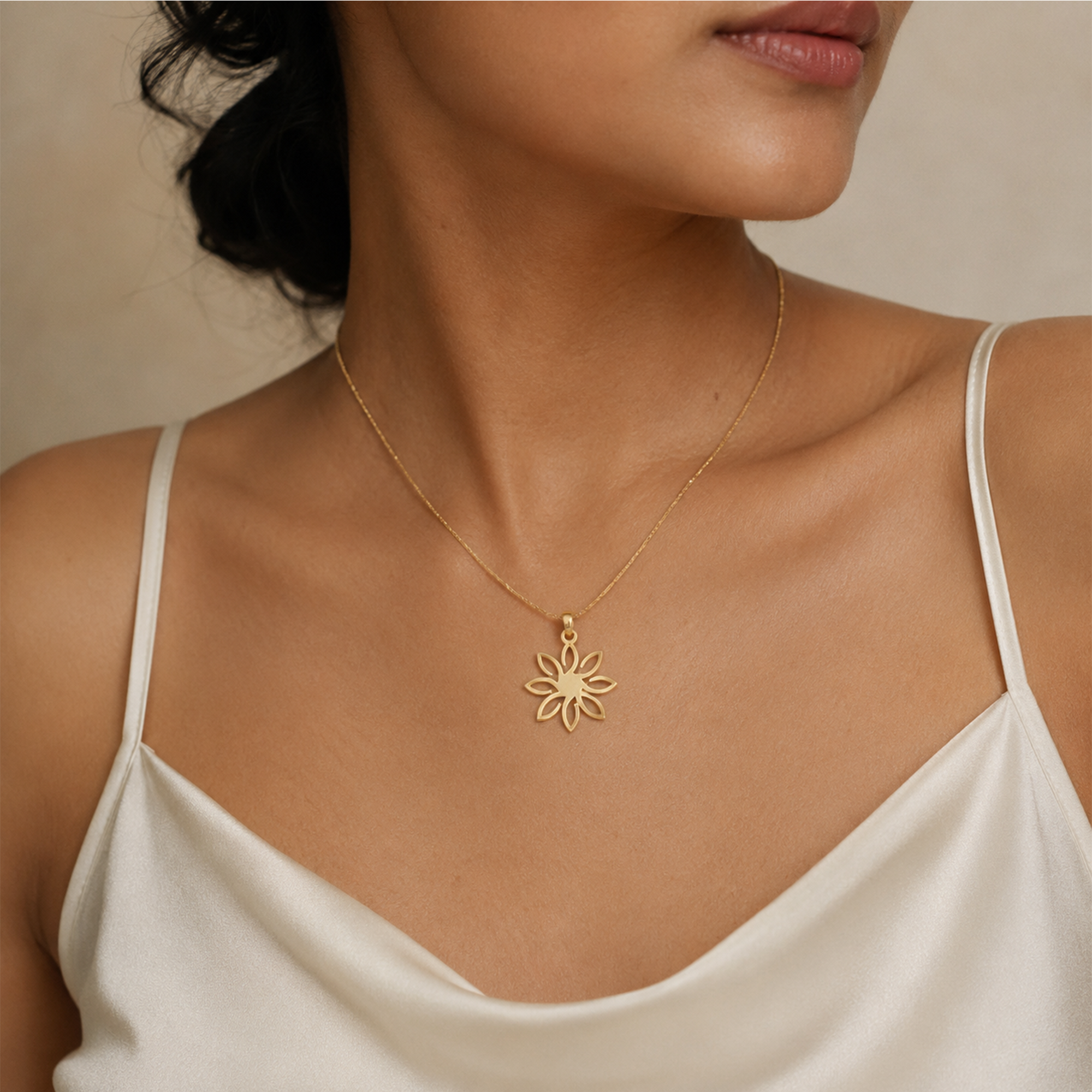 Gold Floral Pendant Necklace | Elegant Flower Charm | Minimalist Everyday Jewelry