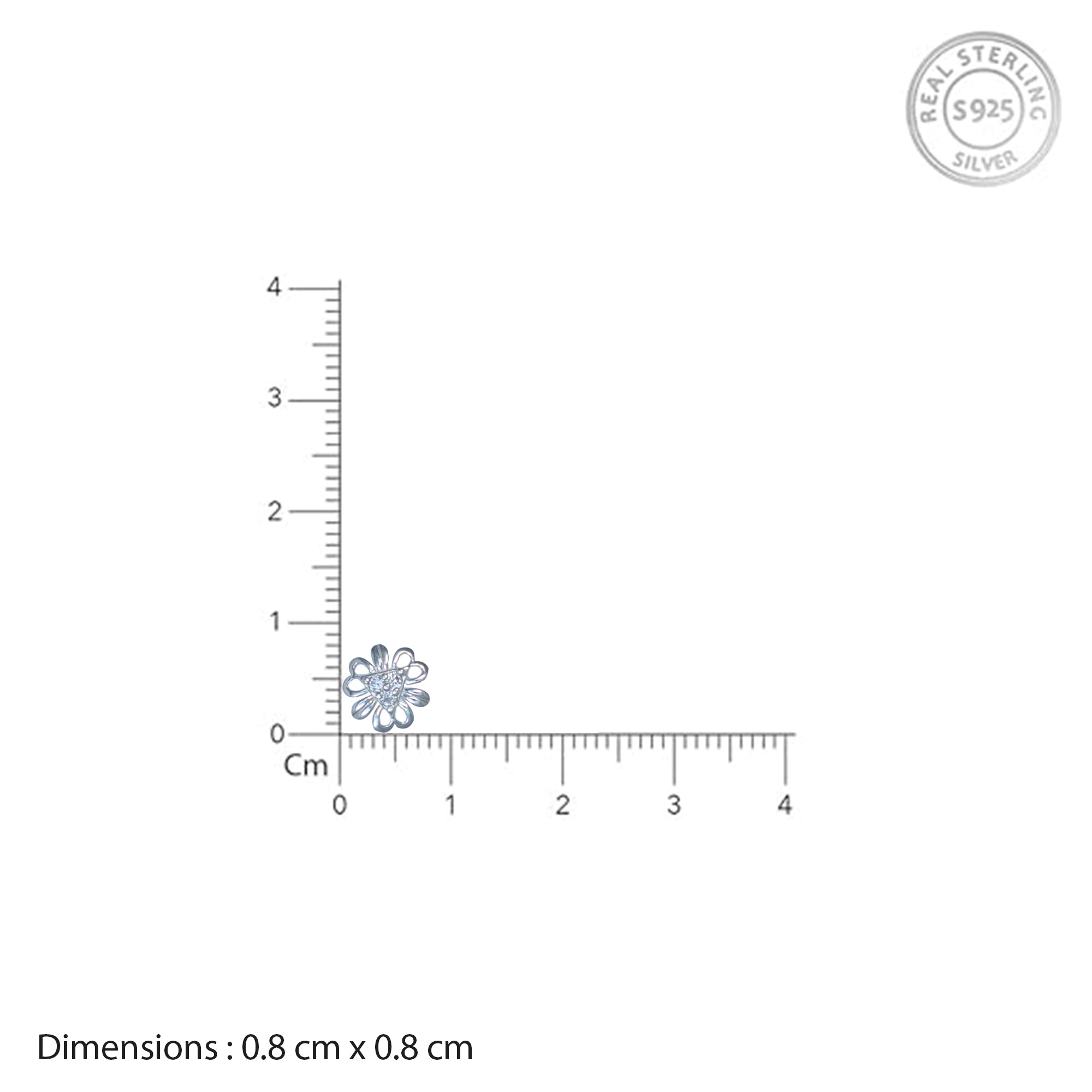 925 Sterling Silver Floral Crystal Nose Pin | Delicate Flower Design Nose Stud