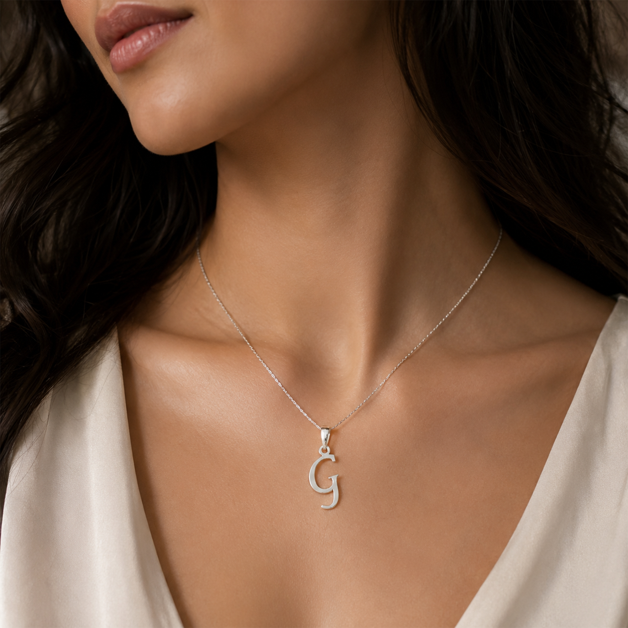 Personalized Initial "G" Pendant Necklace | 925 Sterling Silver Alphabet Charm