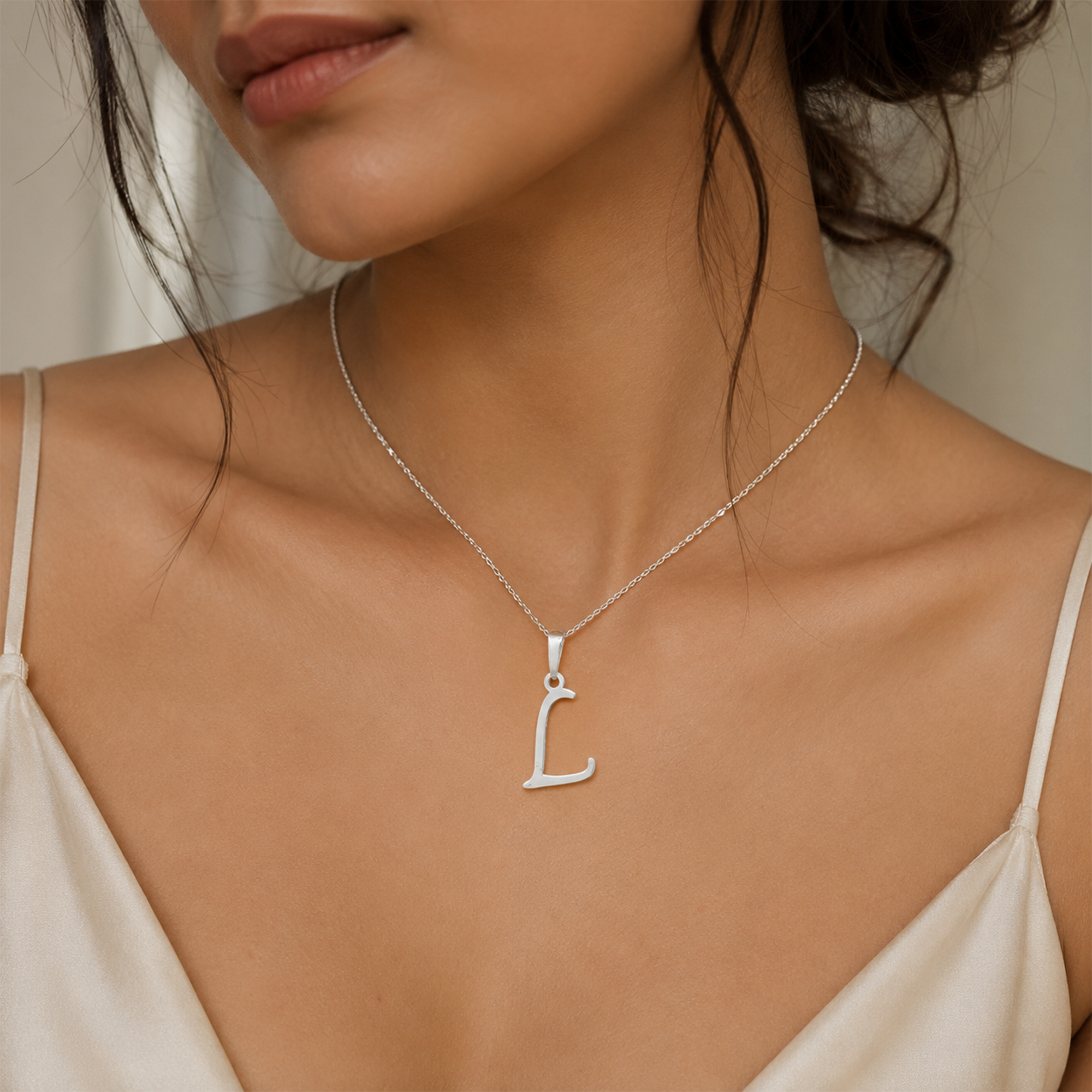 Personalized Initial "L" Pendant Necklace | 925 Sterling Silver Alphabet Charm