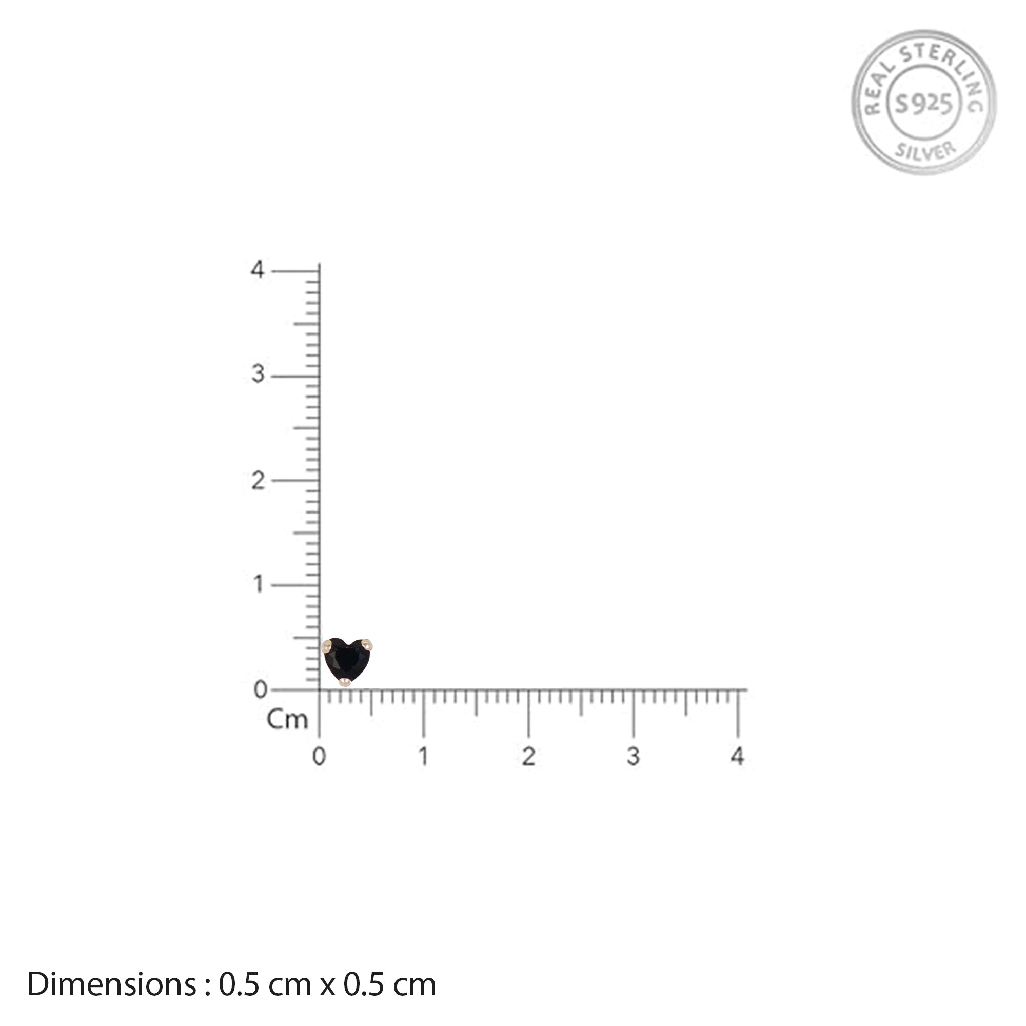TVISVA JEWELS 925 Sterling Silver Black Heart Nose Pin for Women & Girls