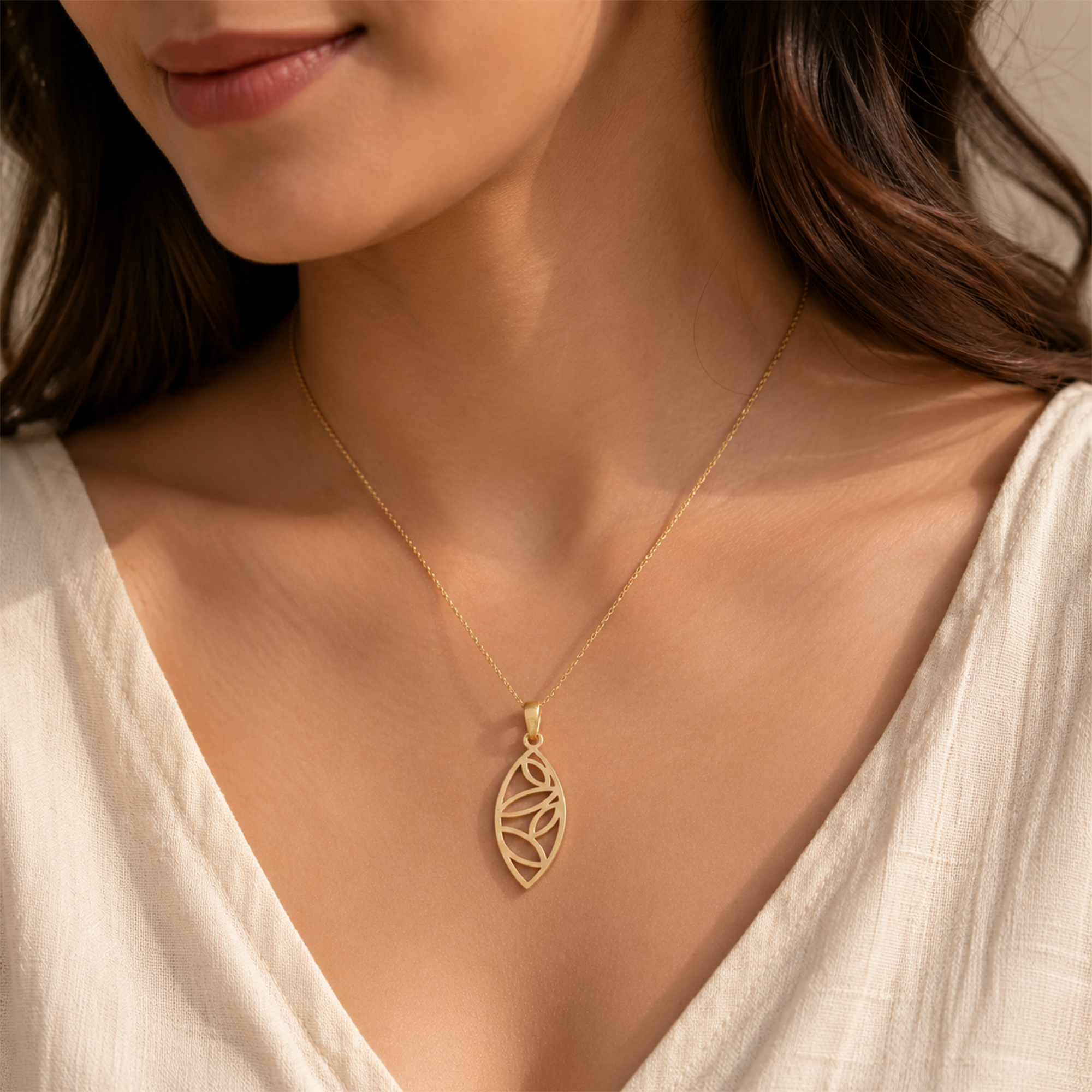 925 Sterling Silver Open Leaf Pendant Necklace | Nature Inspired Leaf Pendant | Minimalist Botanical Jewelry