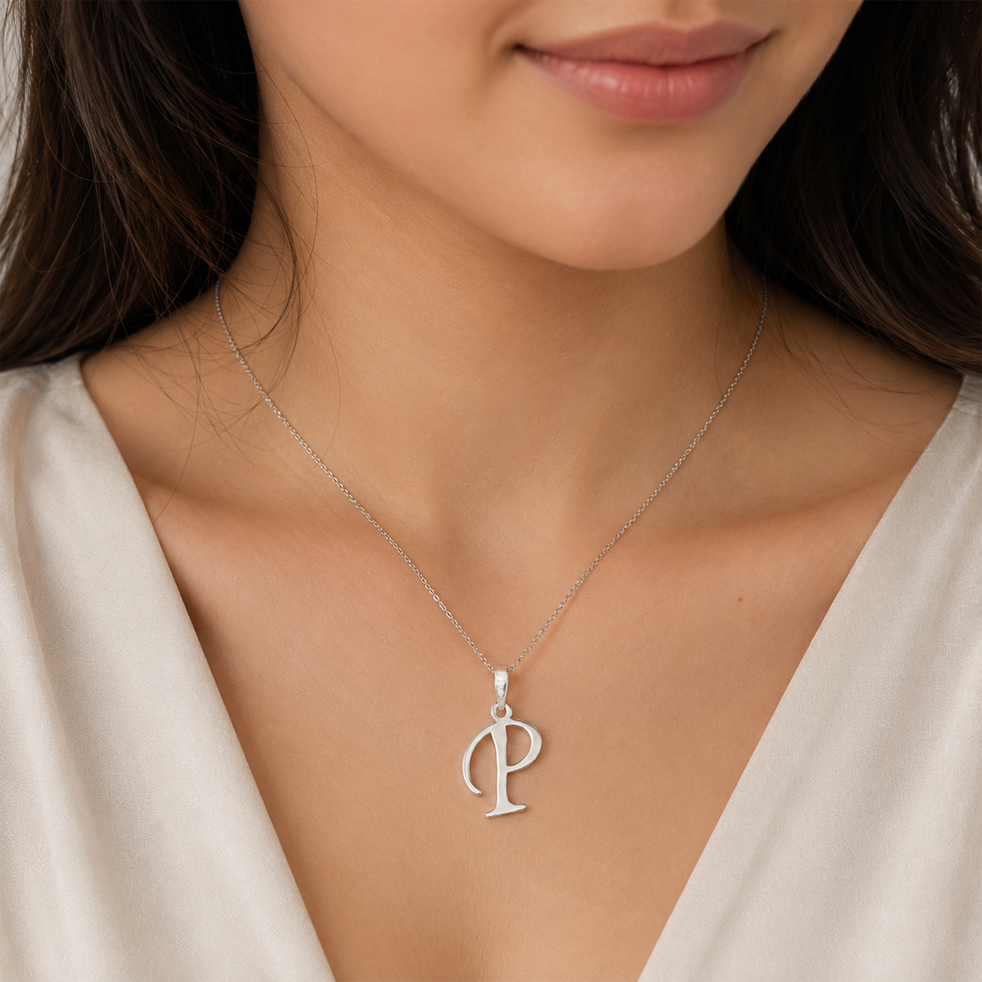 Personalized Initial "P" Pendant Necklace | 925 Sterling Silver Alphabet Charm