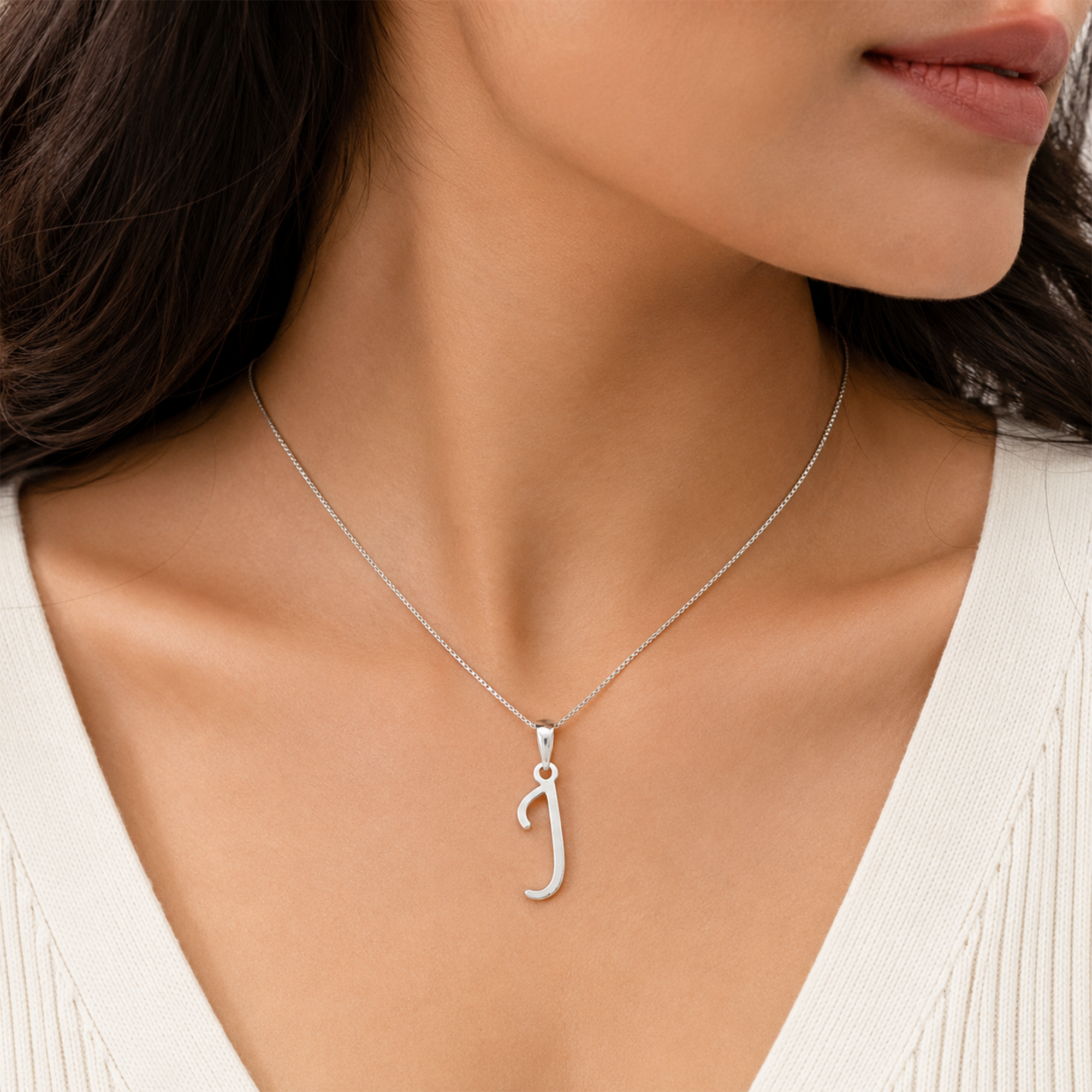Personalized Initial "J" Pendant Necklace | 925 Sterling Silver Alphabet Charm