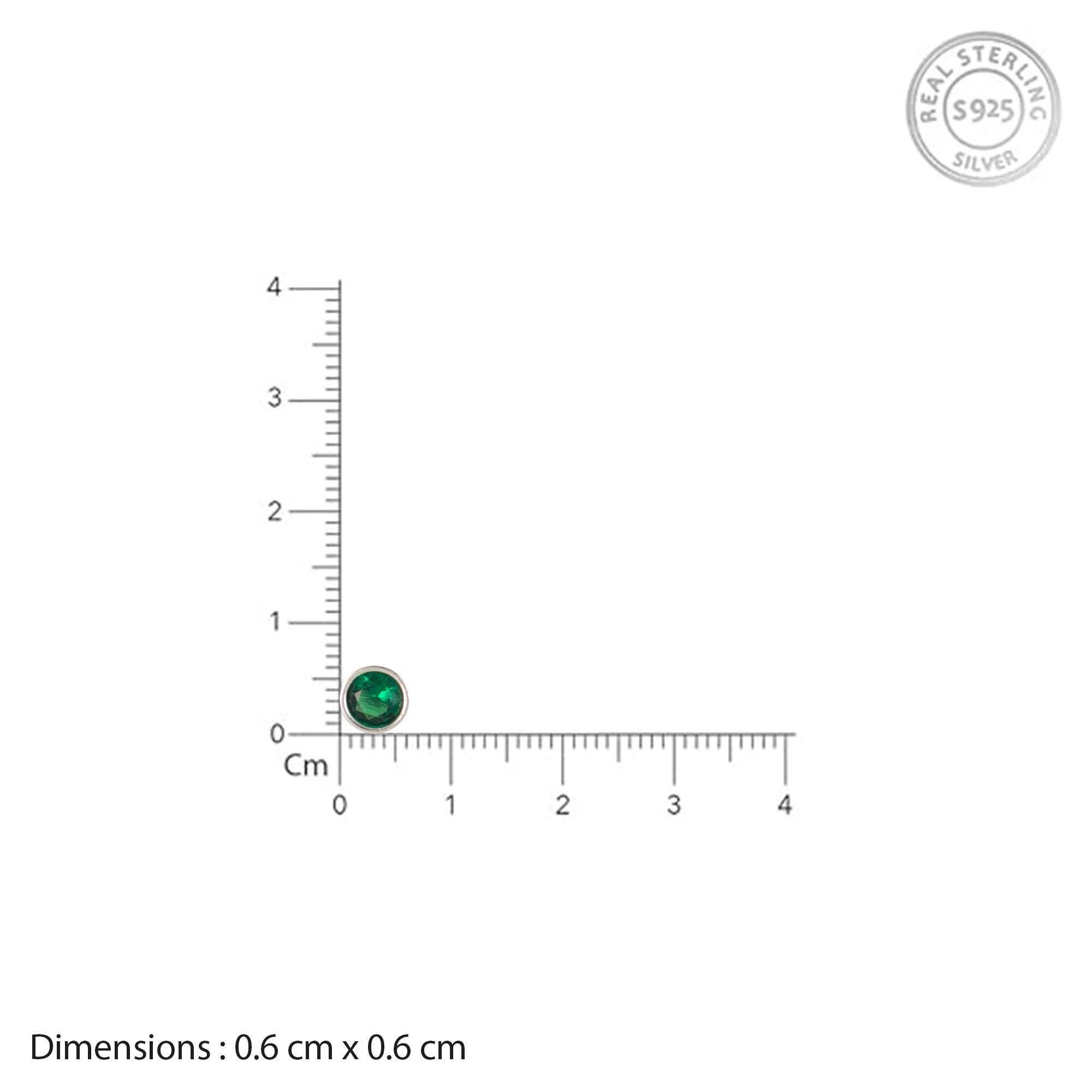 Sterling Silver Green Emerald Round Stud Earrings for Women | 925 Silver Minimal Everyday Earrings