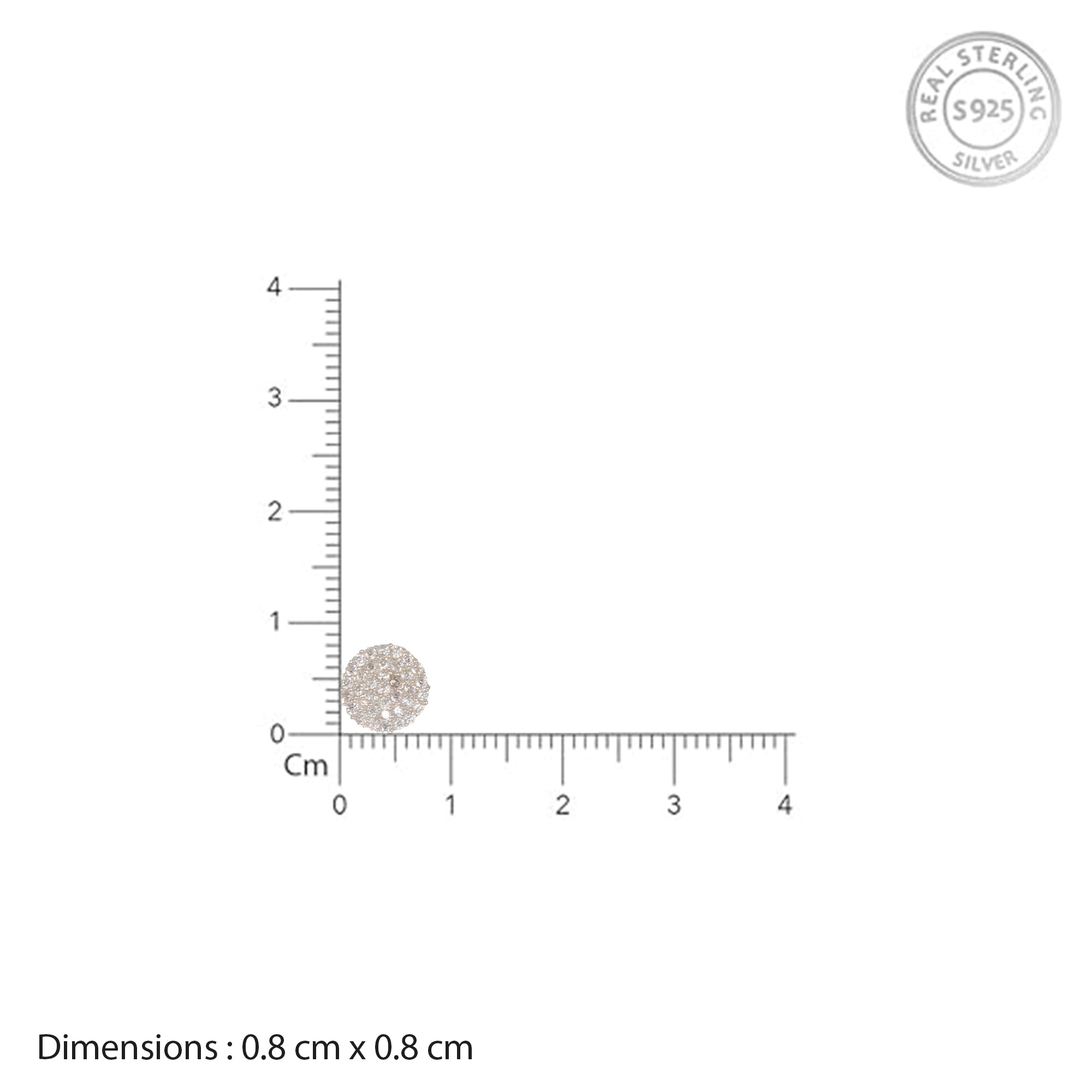 925 Sterling Silver Round Pavé Stud Earrings for Women | Diamond-Style Sparkle Studs