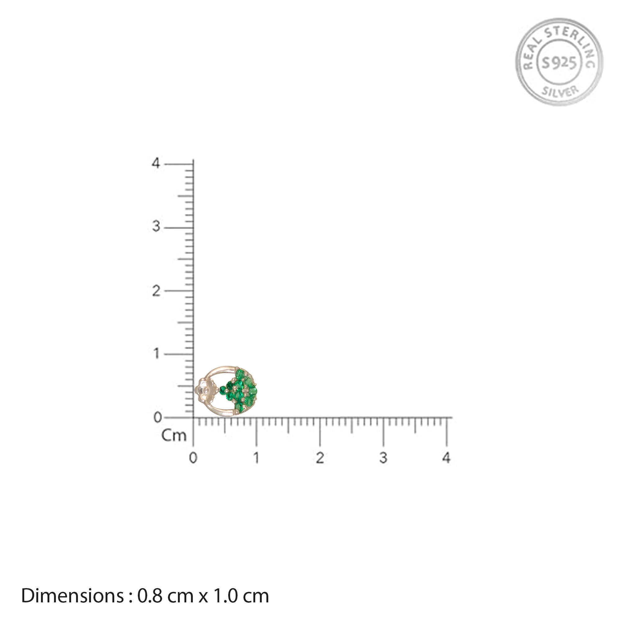 925 Sterling Silver Green Crystal Oval Stud Earrings | Floral Accent Design