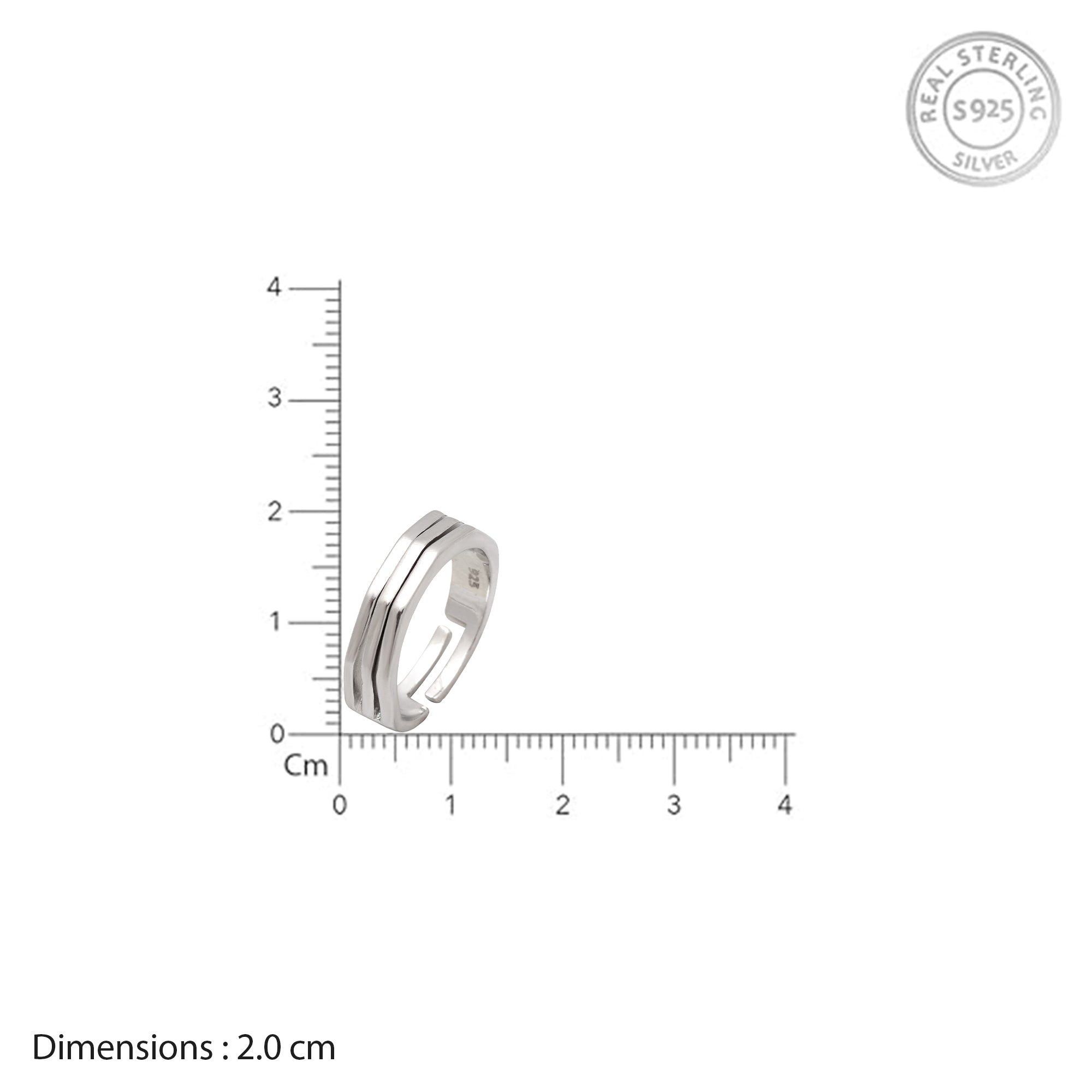 925 Sterling Silver Adjustable Minimal Groove Ring for Women | Open Band Modern Statement Ring