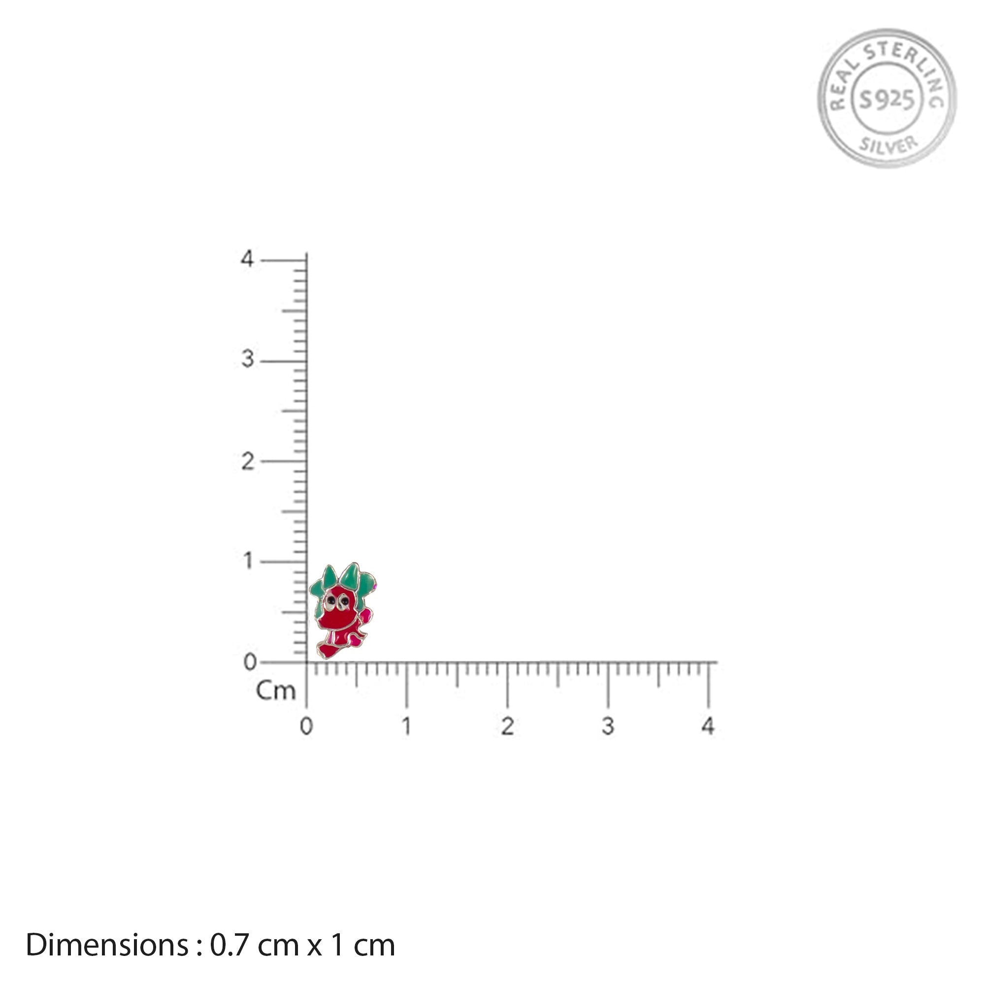 Cute Red & Green Cartoon Stud Earrings for Kids | 925 Sterling Silver Enamel Earrings