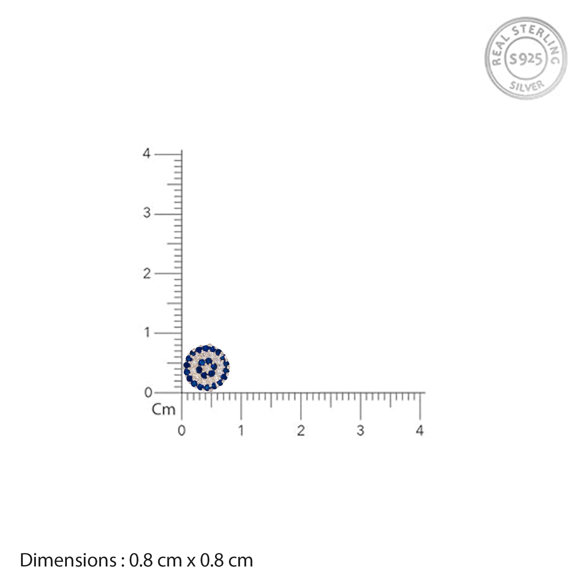 925 Sterling Silver Blue & White Circular Pavé Stud Earrings for Women | Floral Halo Design