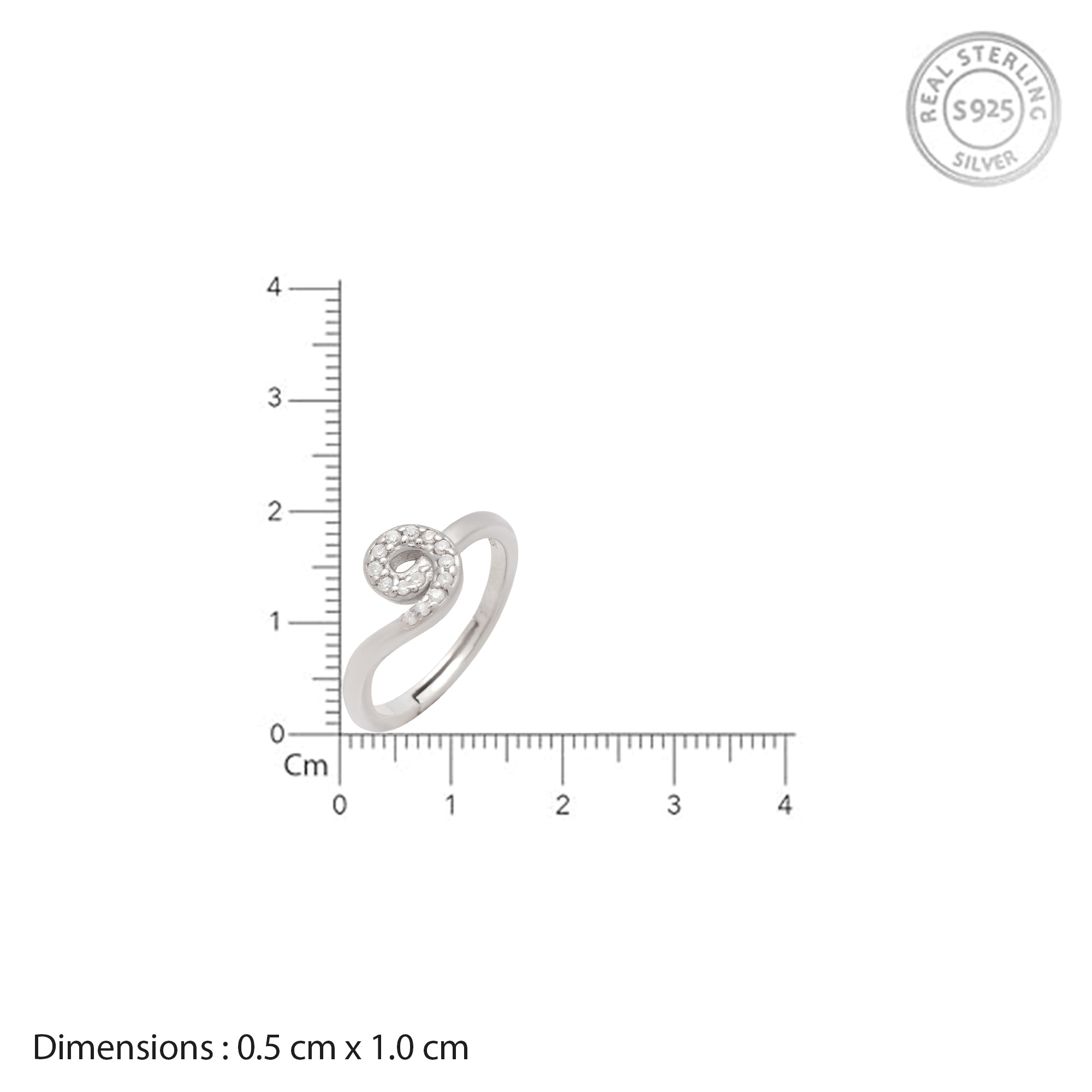 Sterling Silver Spiral CZ Adjustable Ring