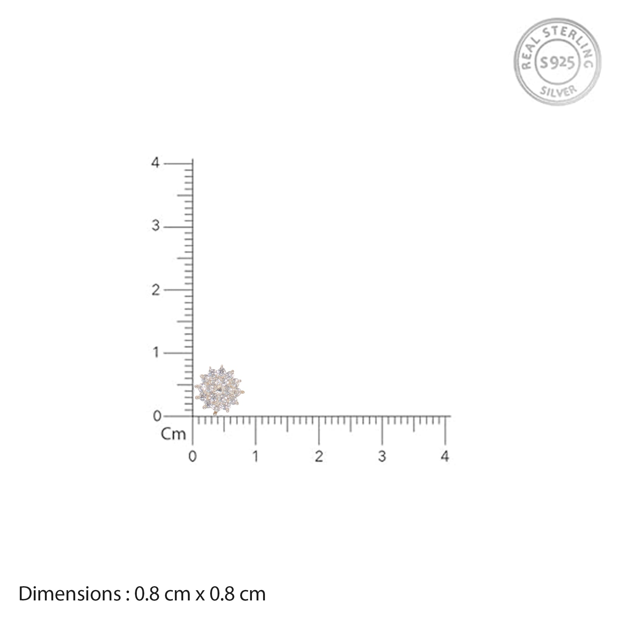 TVISVA JEWELS 925 Sterling Silver Cubic Zirconia Floral Cluster Nose Pin for Women