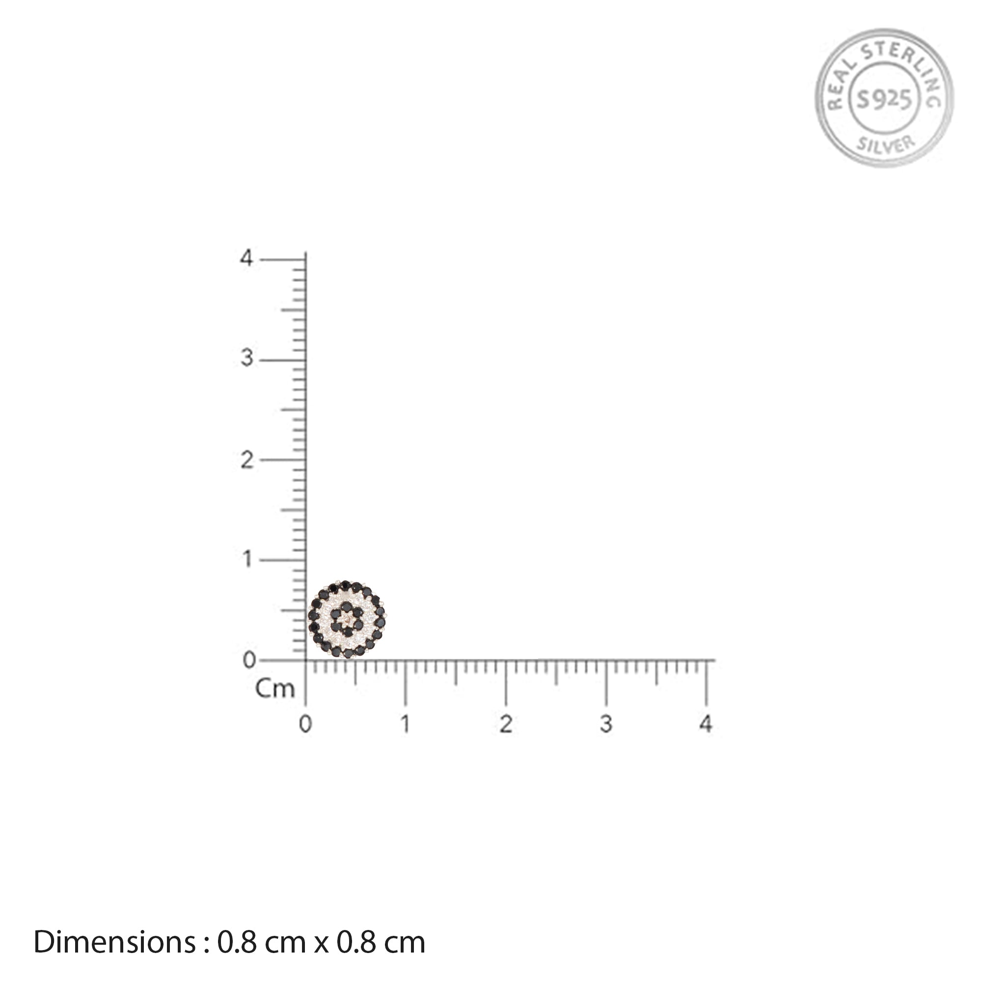 925 Sterling Silver Black & White Circular CZ Stud Earrings for Women | Classic Pavé Design