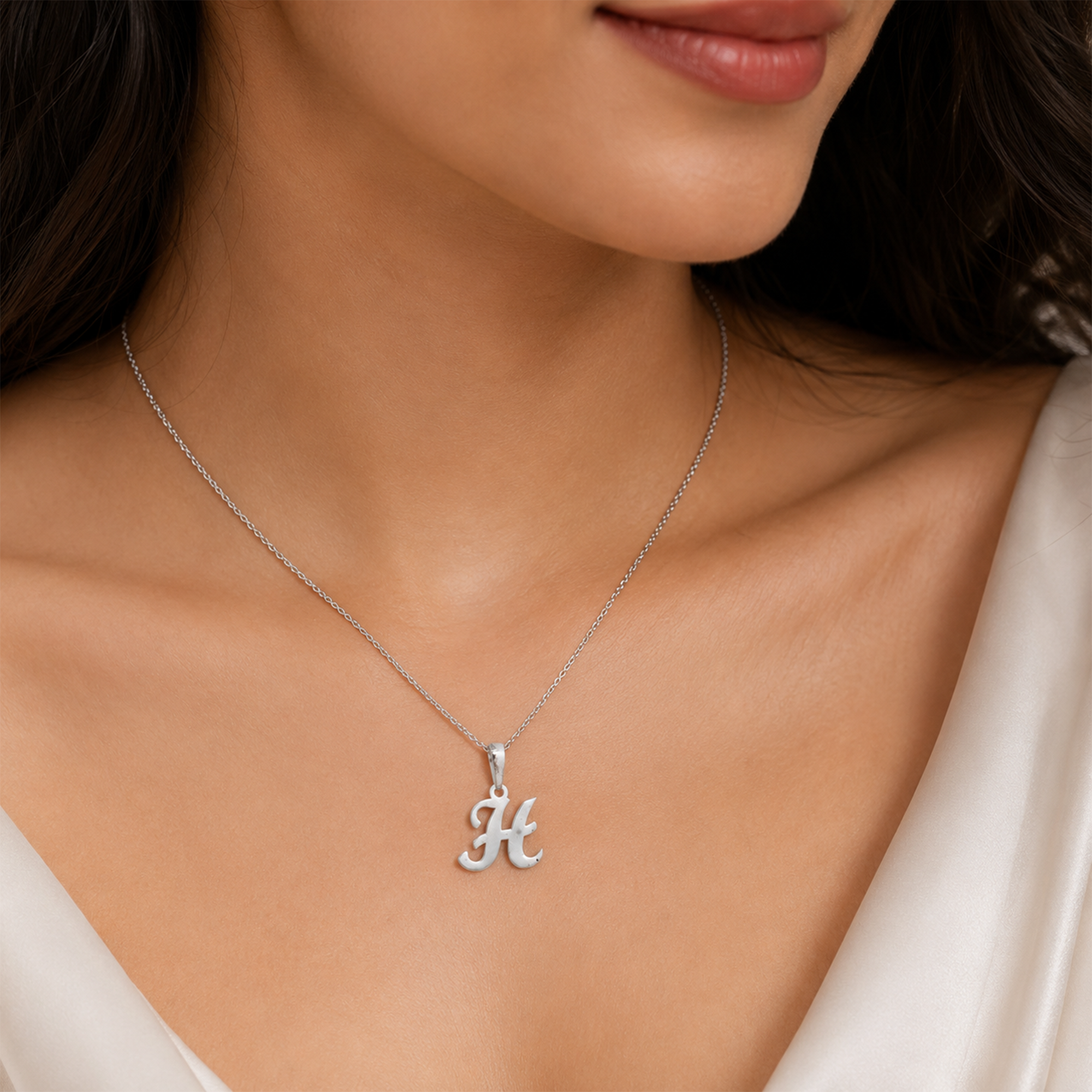 Personalized Initial "H" Pendant Necklace | 925 Sterling Silver Alphabet Charm