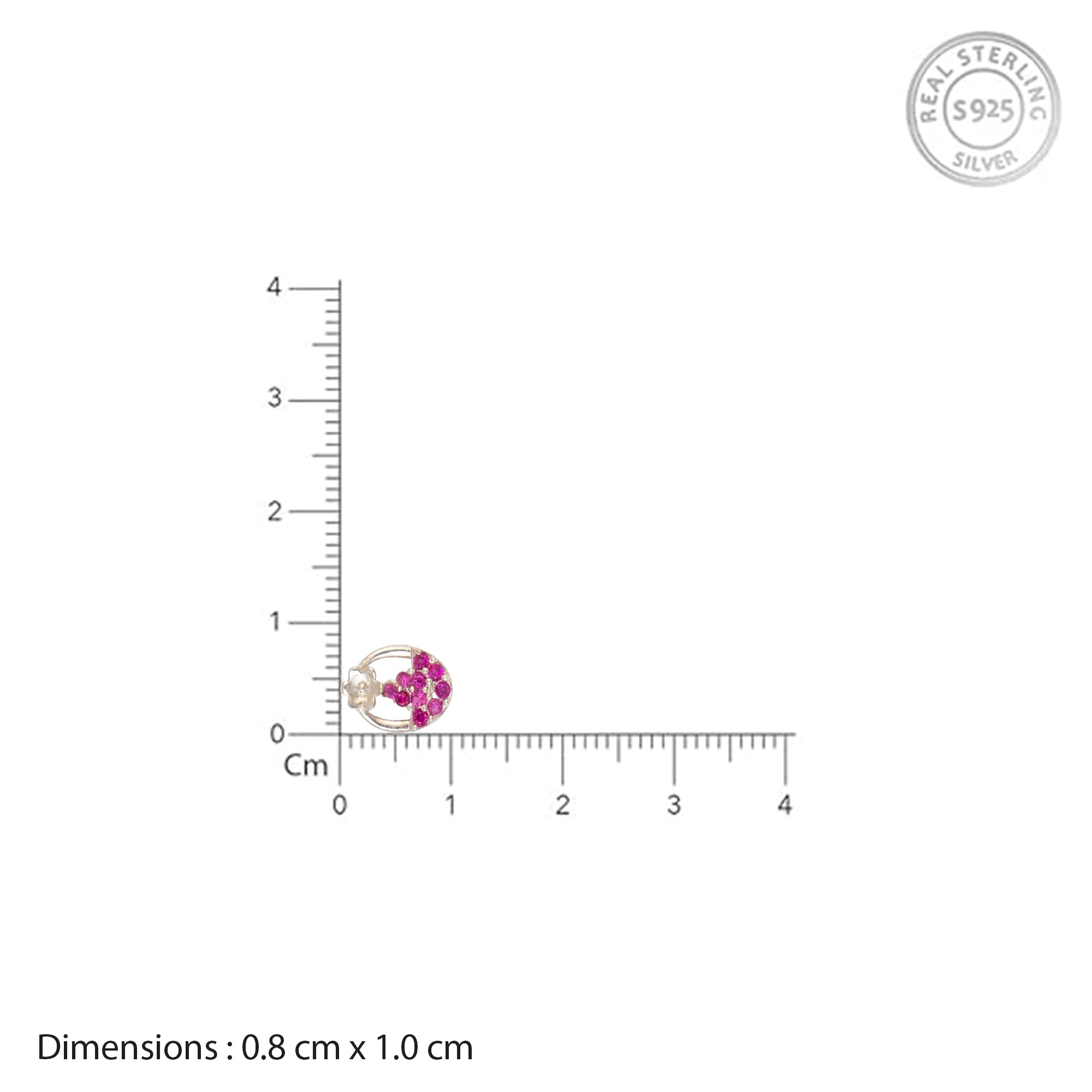 925 Sterling Silver Pink Crystal Oval Stud Earrings | Floral Accent Design