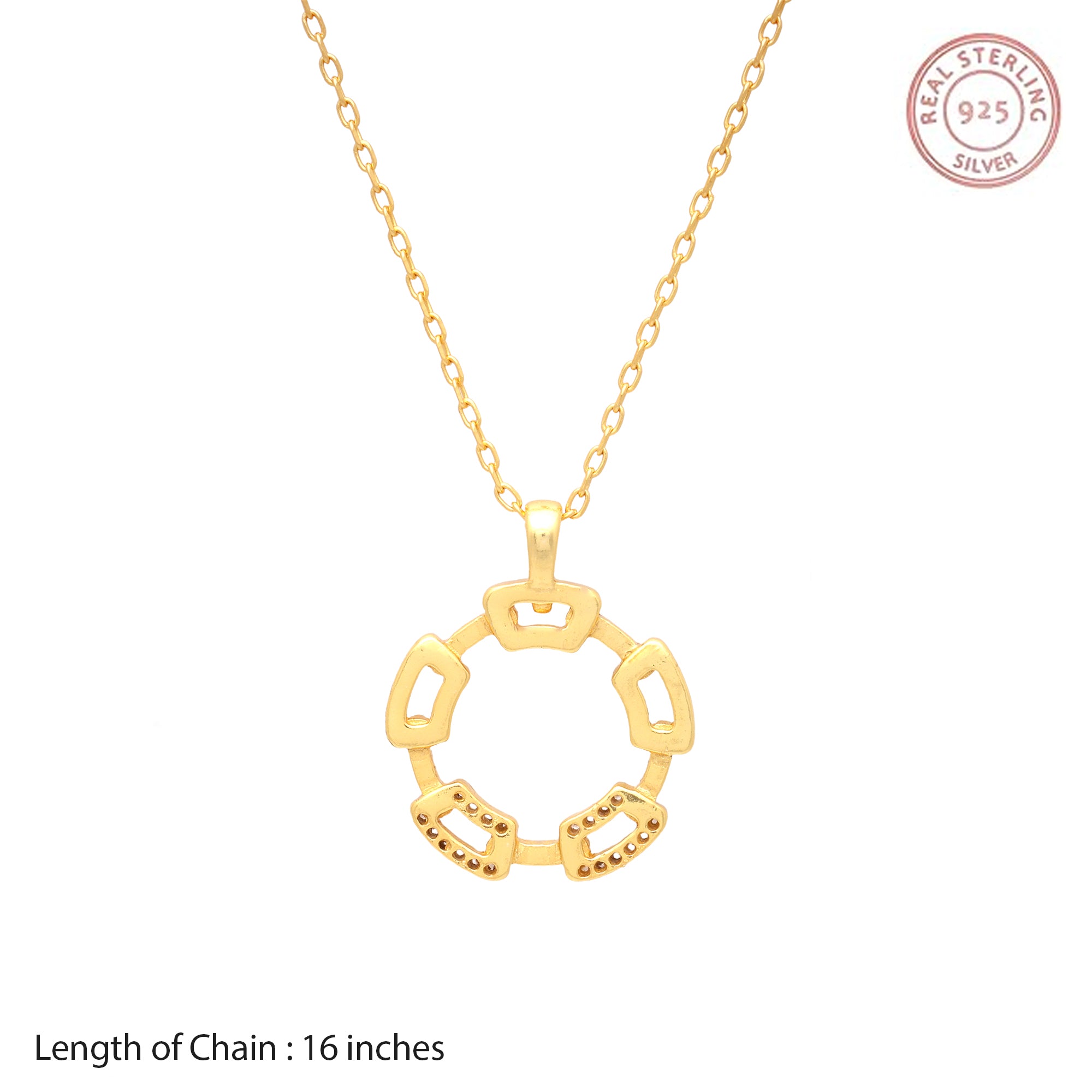 Minimalist Geometric Circle Pendant Necklace in 925 Sterling Silve