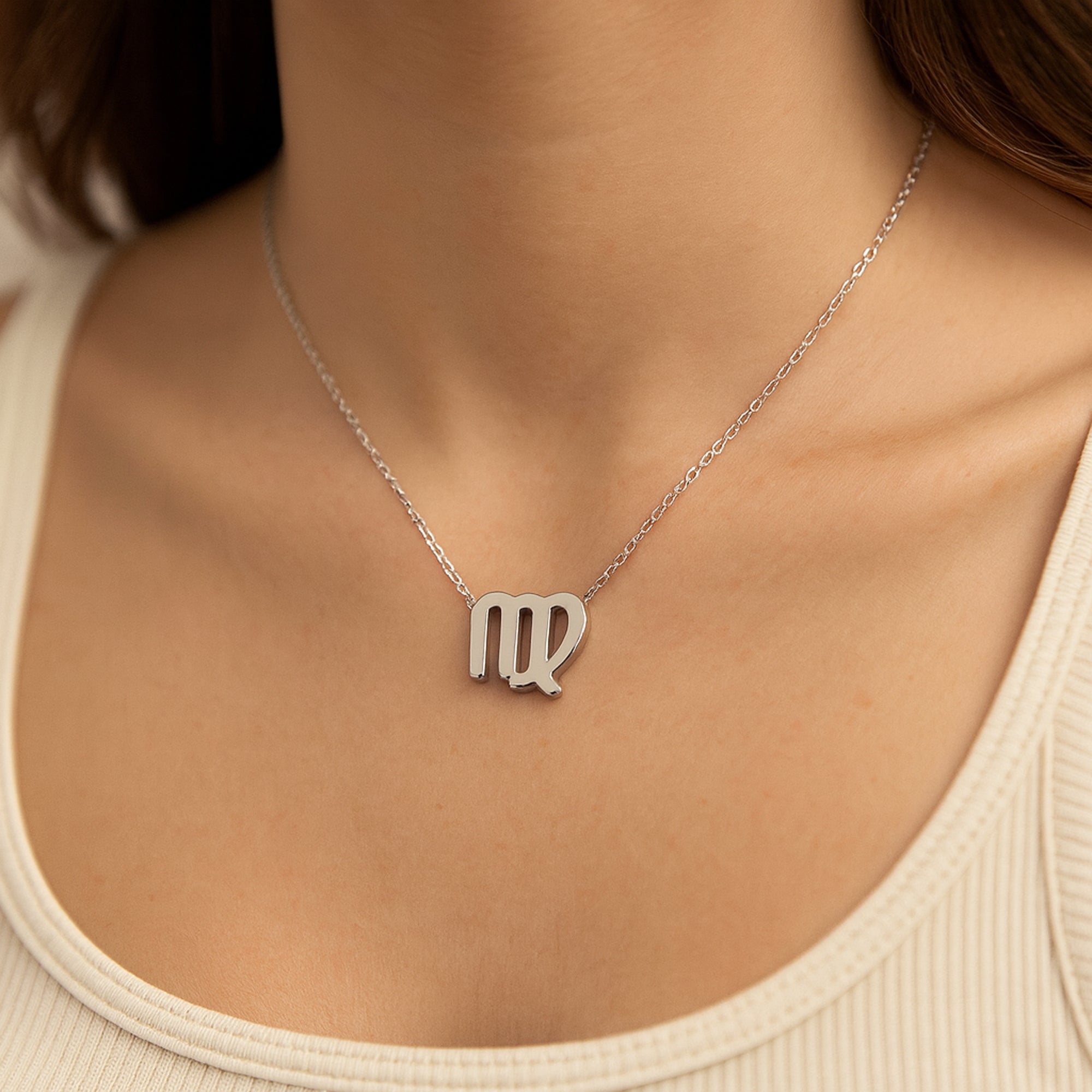 TVISVA JEWELS 925 Sterling Silver Virgo Zodiac Pendant Necklace for Women & Girls