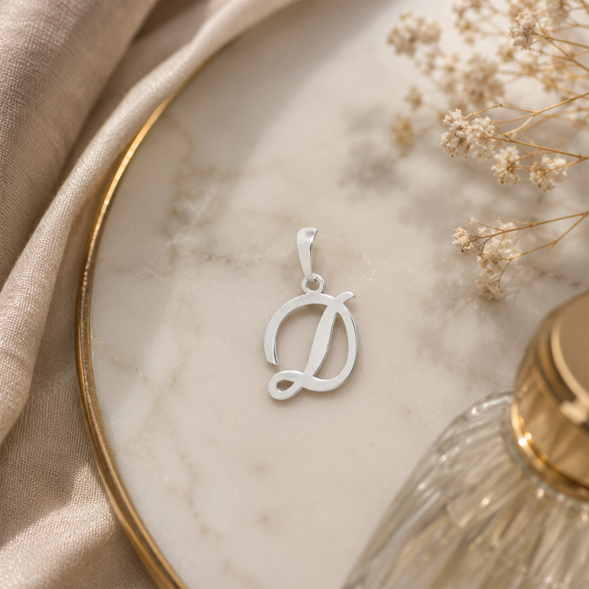 Personalized Initial "D" Pendant Necklace | 925 Sterling Silver Alphabet Charm