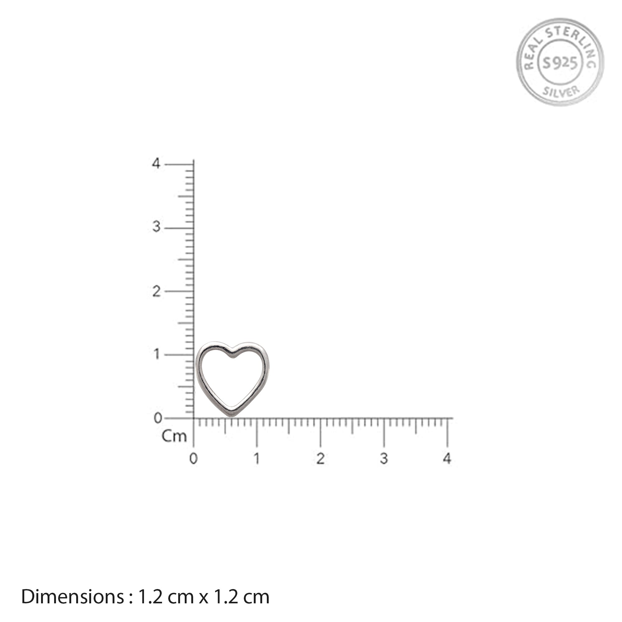 925 Sterling Silver Open Heart Stud Earrings