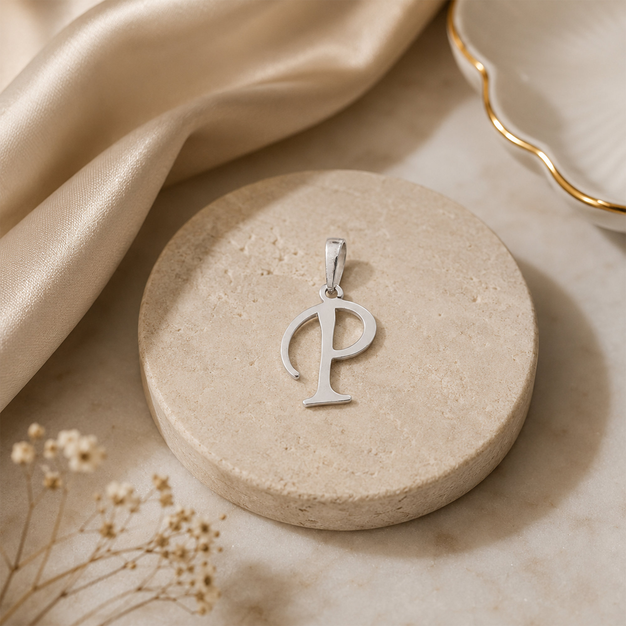 Personalized Initial "P" Pendant Necklace | 925 Sterling Silver Alphabet Charm
