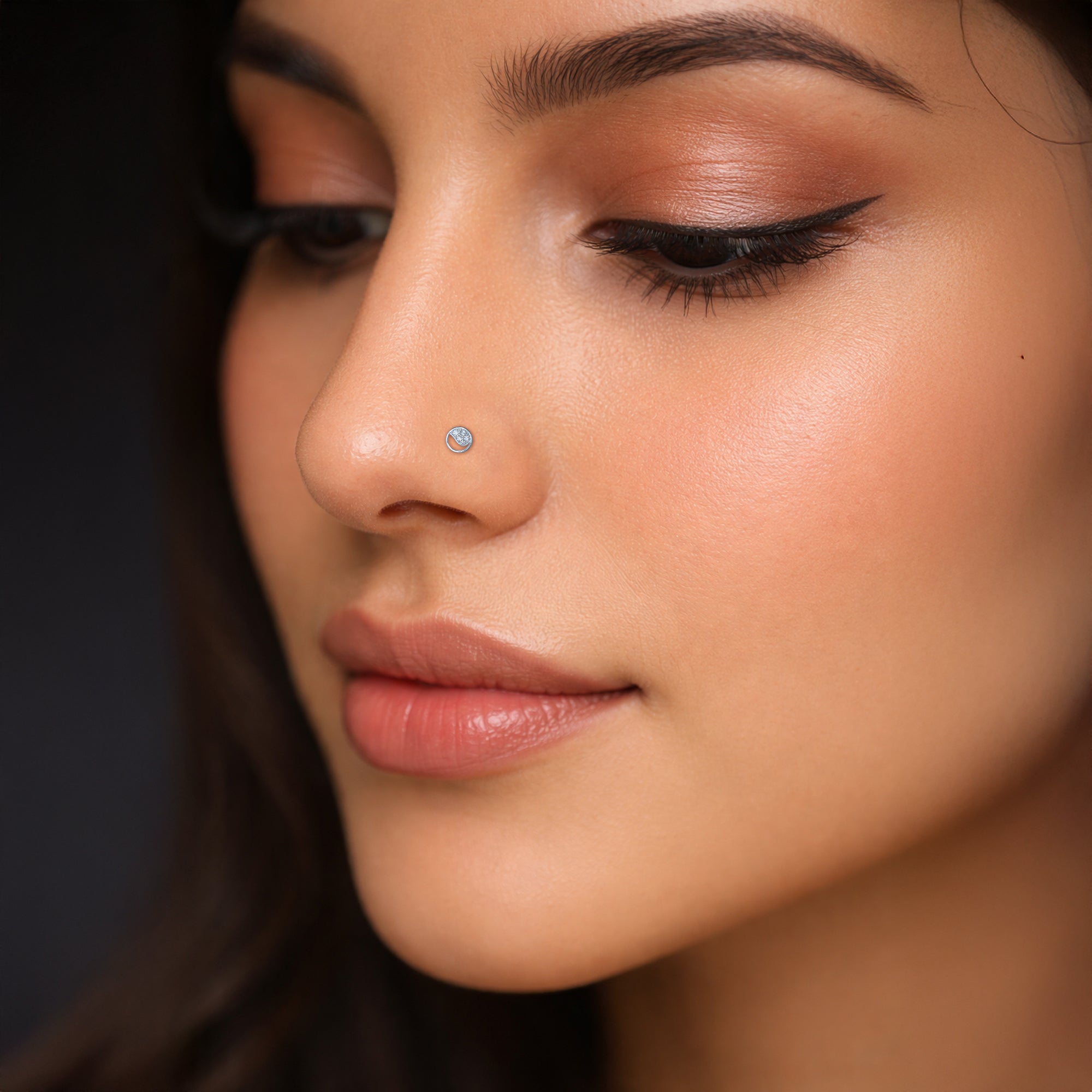 Classic Round Solitaire Nose Pin in Sterling Silver