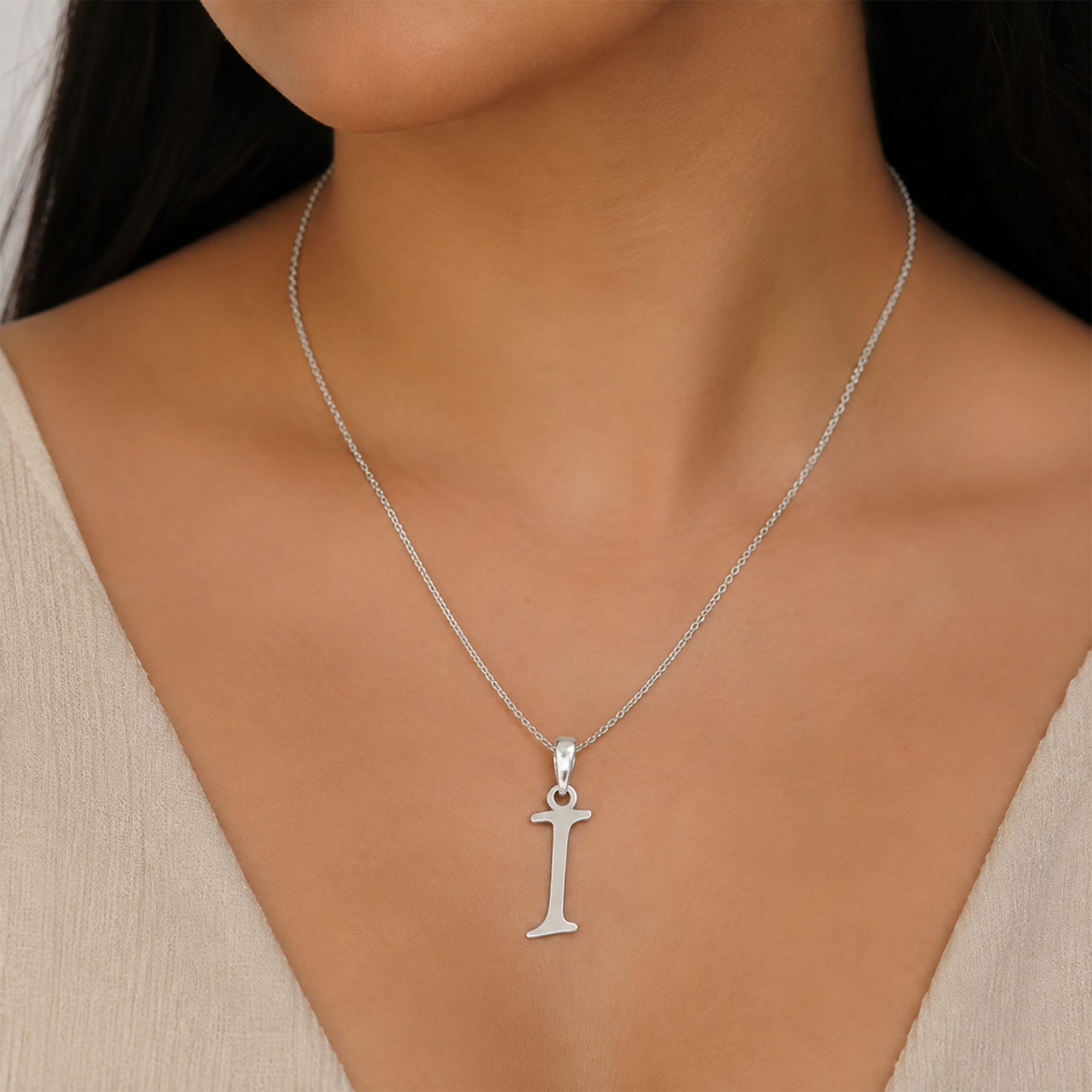 925 Sterling Silver I Initial Pendant | Personalized Alphabet Necklace Charm | Elegant Letter I Pendant