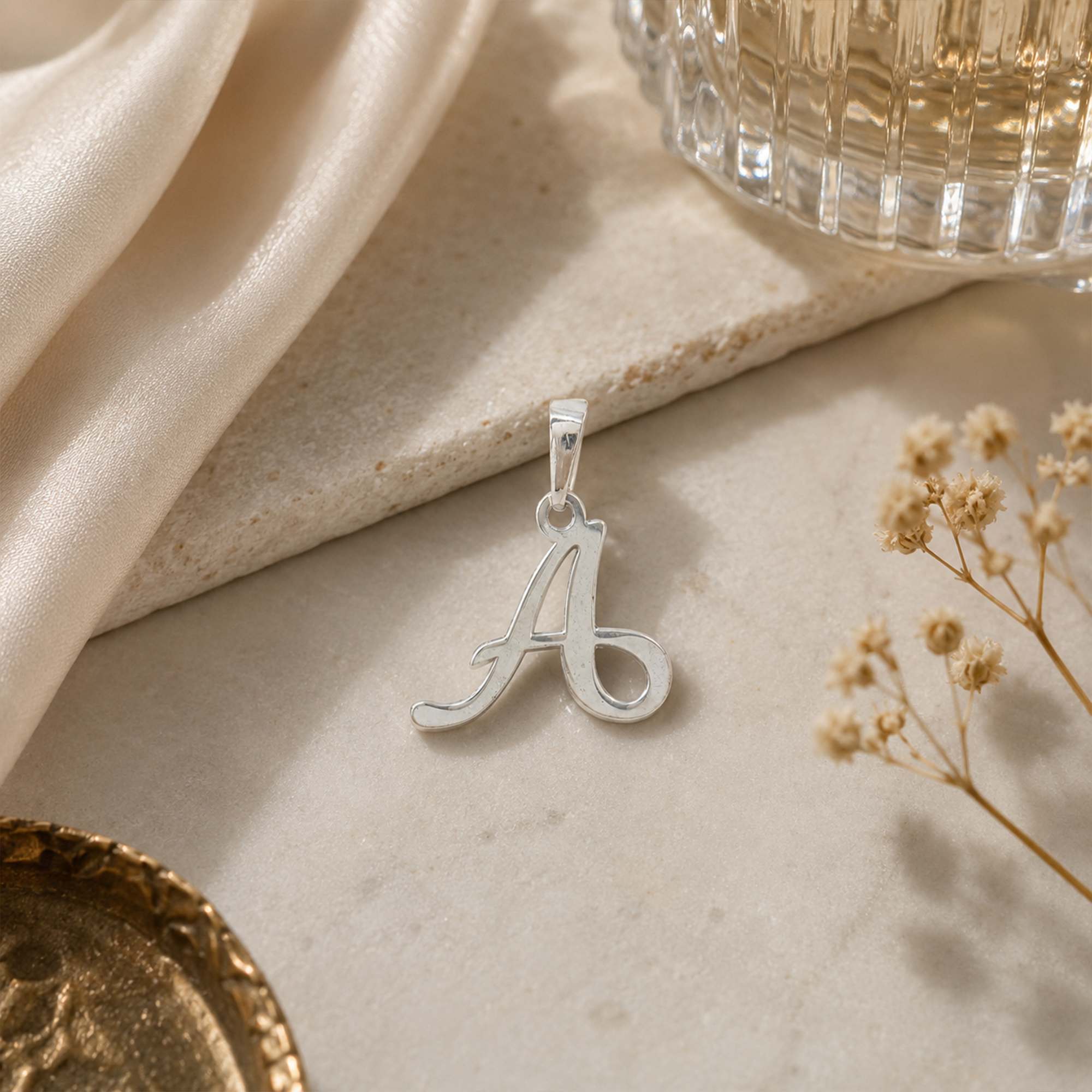 Personalized Initial "A" Pendant Necklace | 925 Sterling Silver Alphabet Charm