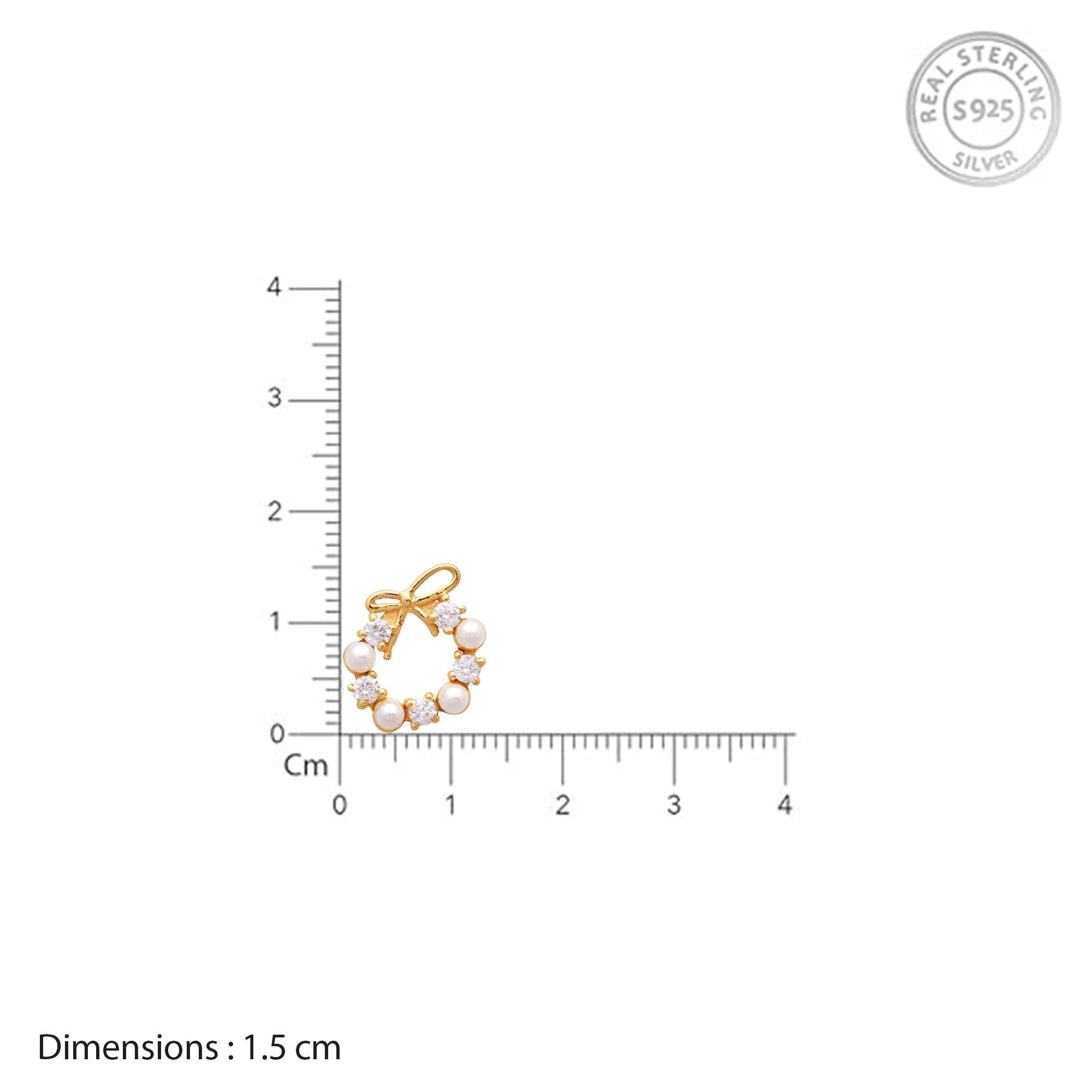 Gold-Plated Pearl & Crystal Bow Stud Earrings in 925 Sterling Silver