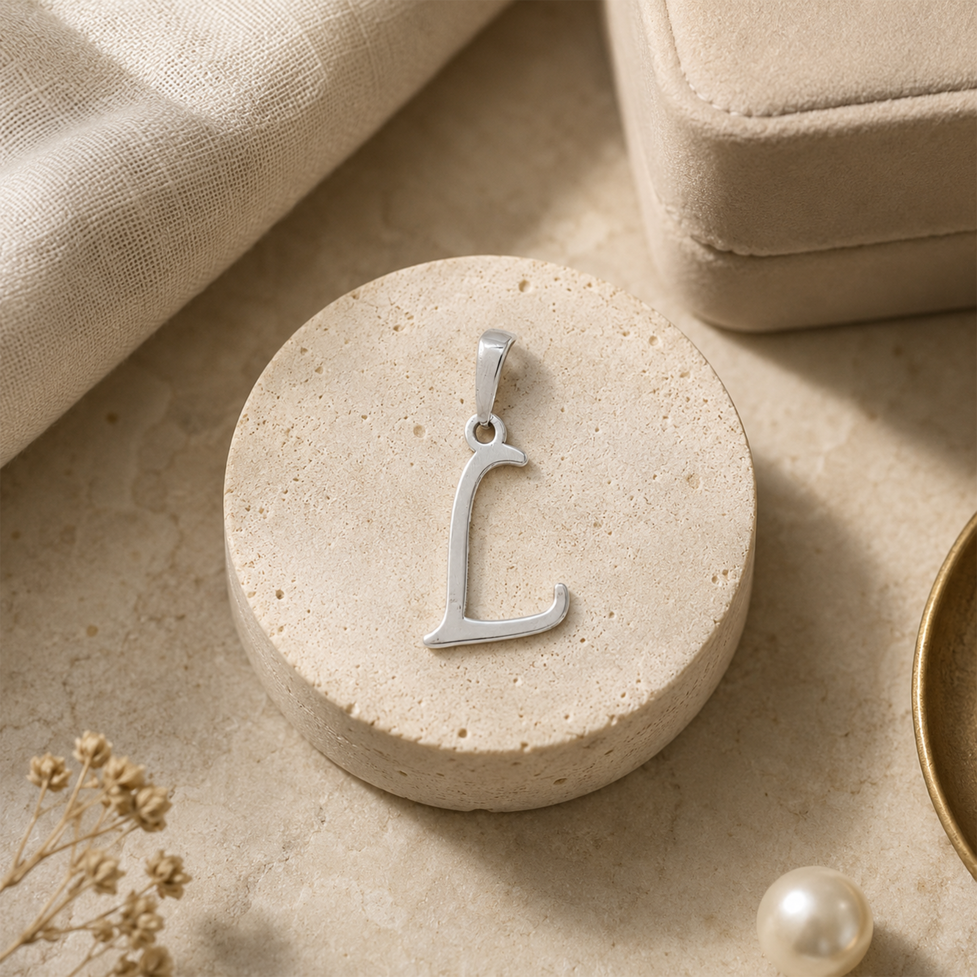 Personalized Initial "L" Pendant Necklace | 925 Sterling Silver Alphabet Charm