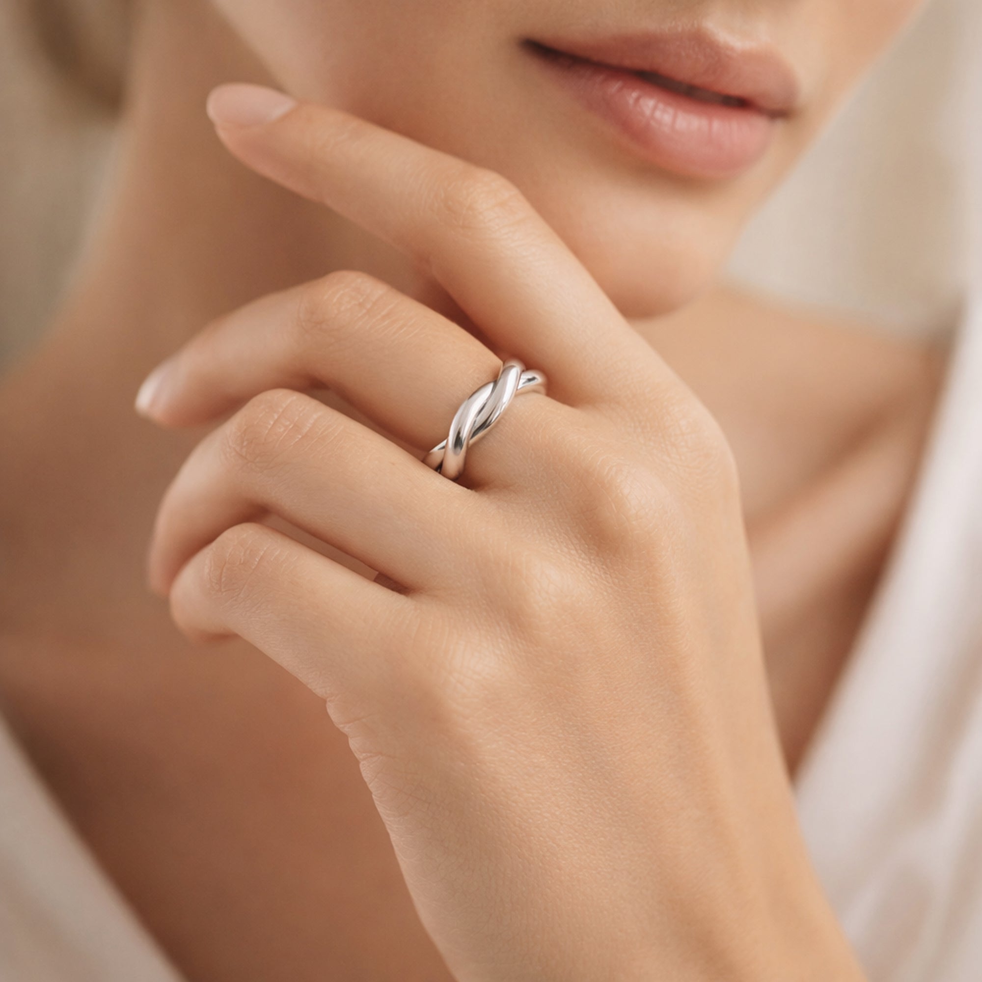 925 Sterling Silver Braided Band Ring for Women | Twisted Knot Design Statement Ring