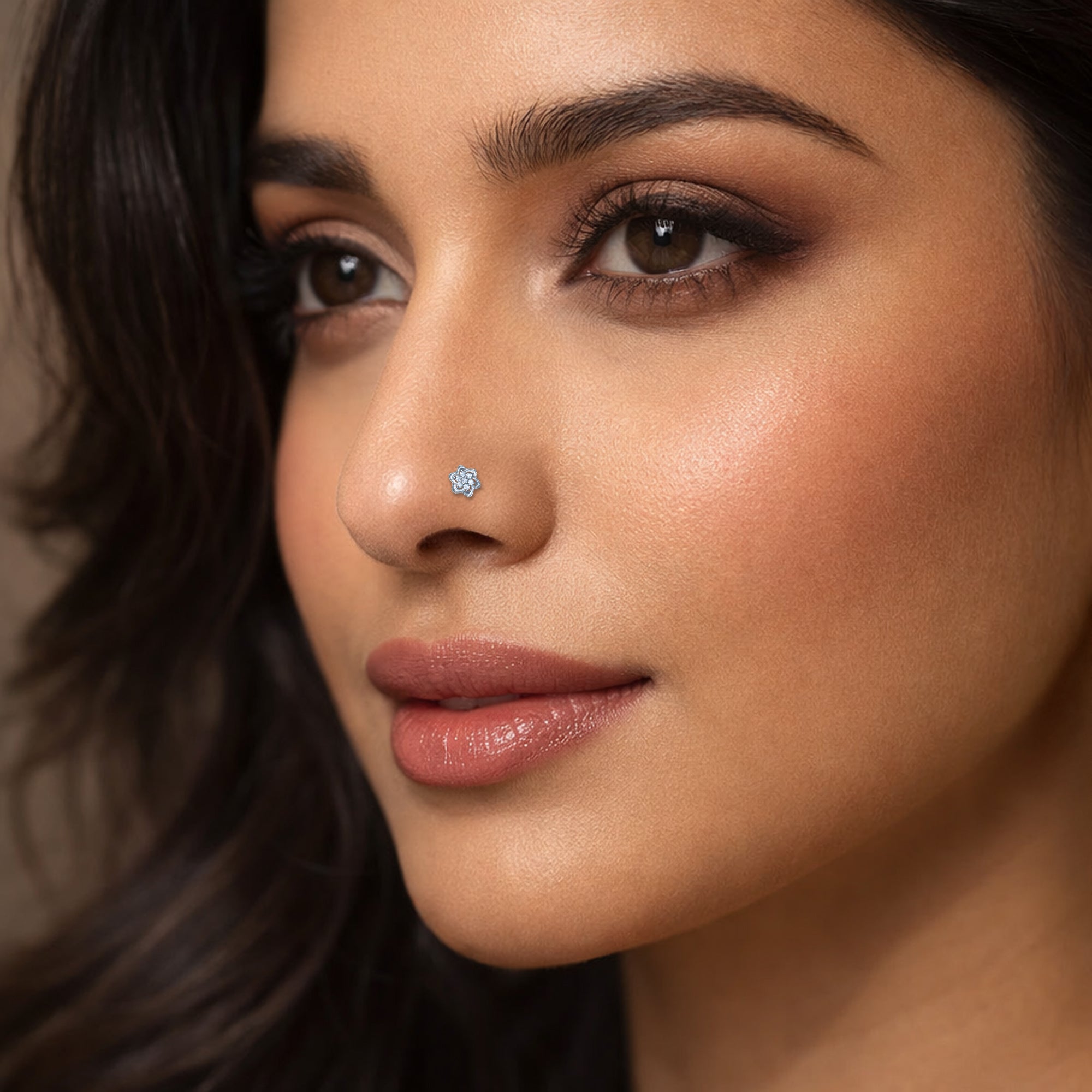 925 Sterling Silver Floral CZ Nose Pin | Elegant Flower Design Nose Stud for Women & Girls