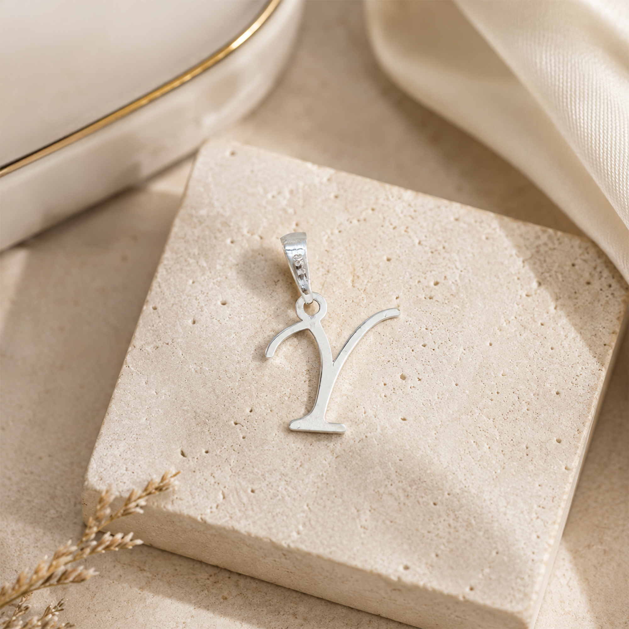 Personalized Initial "Y" Pendant Necklace | 925 Sterling Silver Alphabet Charm