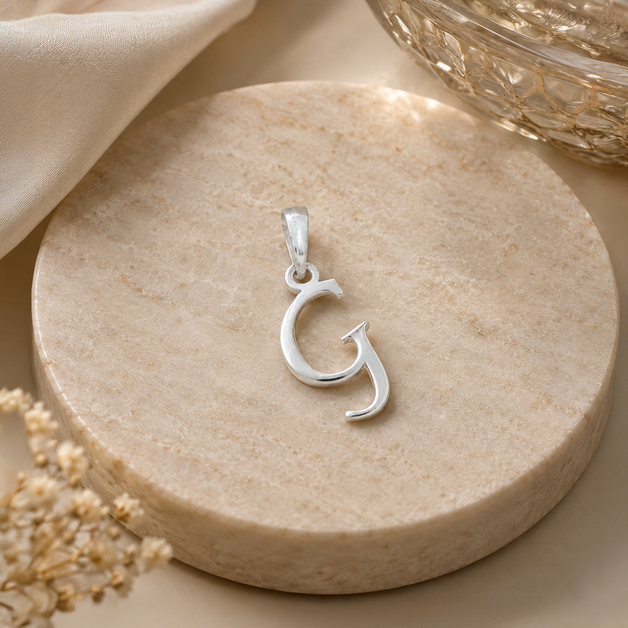Personalized Initial "G" Pendant Necklace | 925 Sterling Silver Alphabet Charm