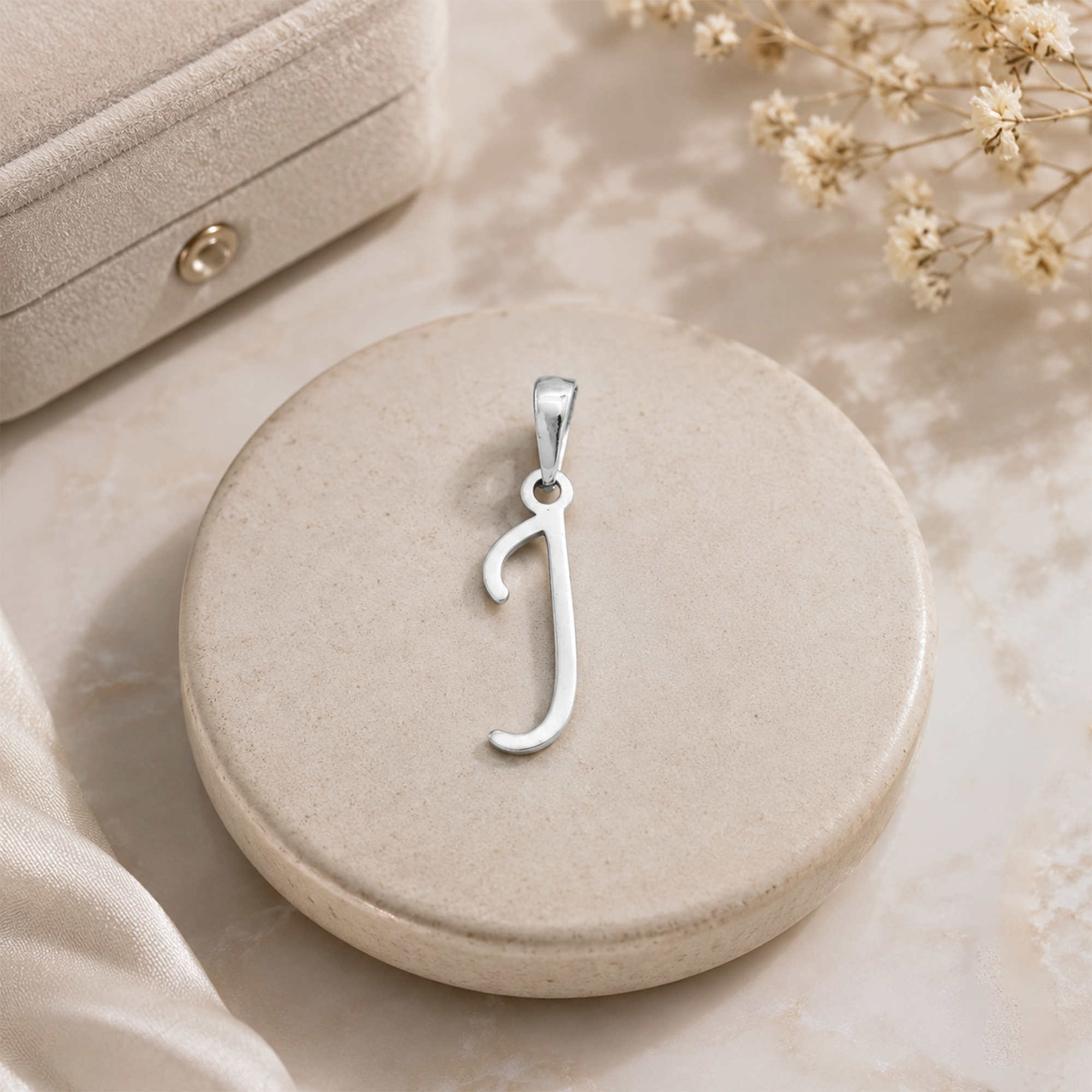 Personalized Initial "J" Pendant Necklace | 925 Sterling Silver Alphabet Charm