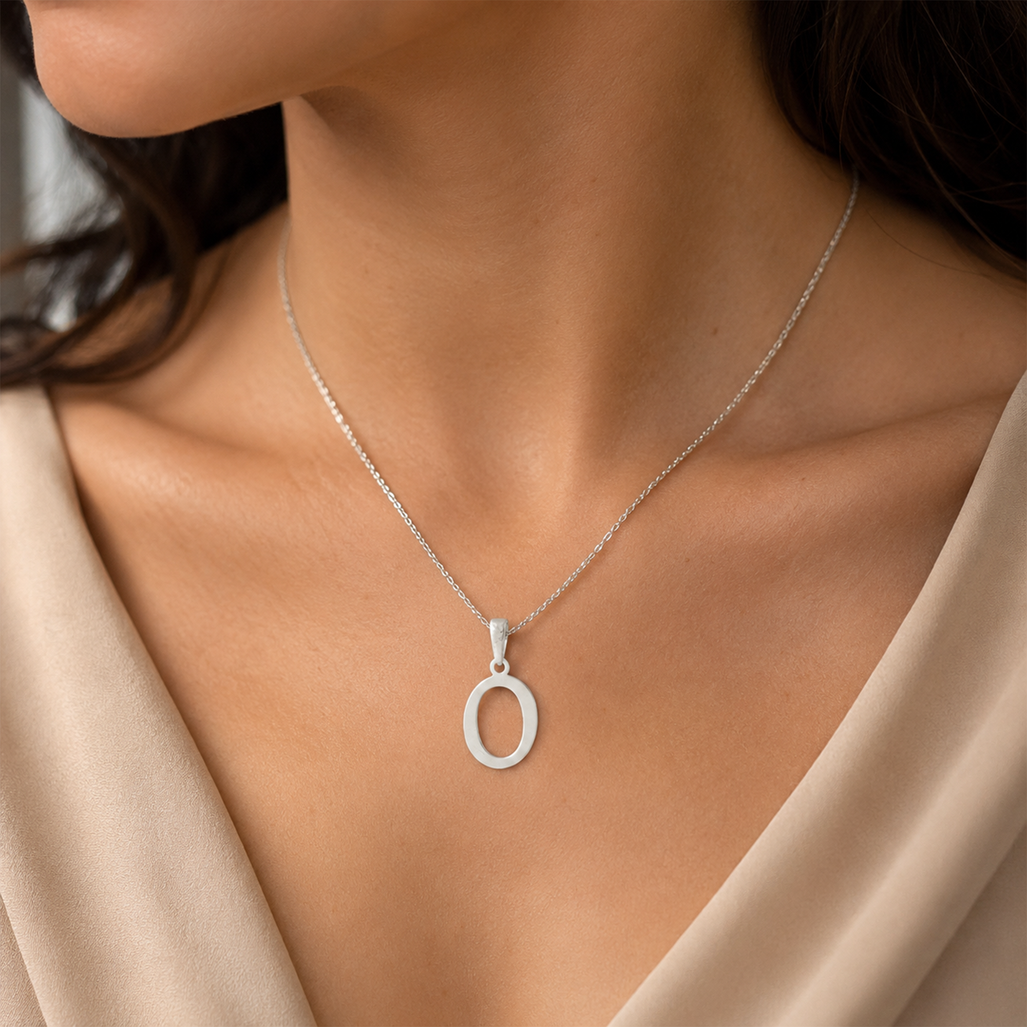 925 Sterling Silver Oval Pendant | Minimalist Open Oval Pendant | Elegant Everyday Silver Jewelry